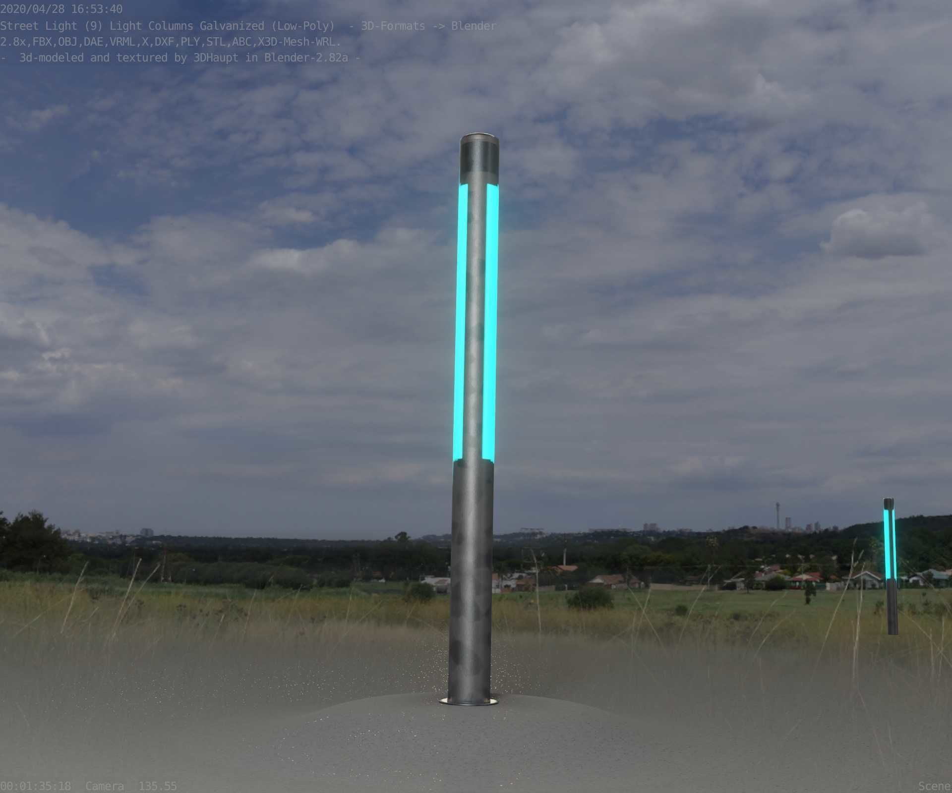 Galvanized Light-Column -23- Street-Light 9 Low-poly 3D model_98