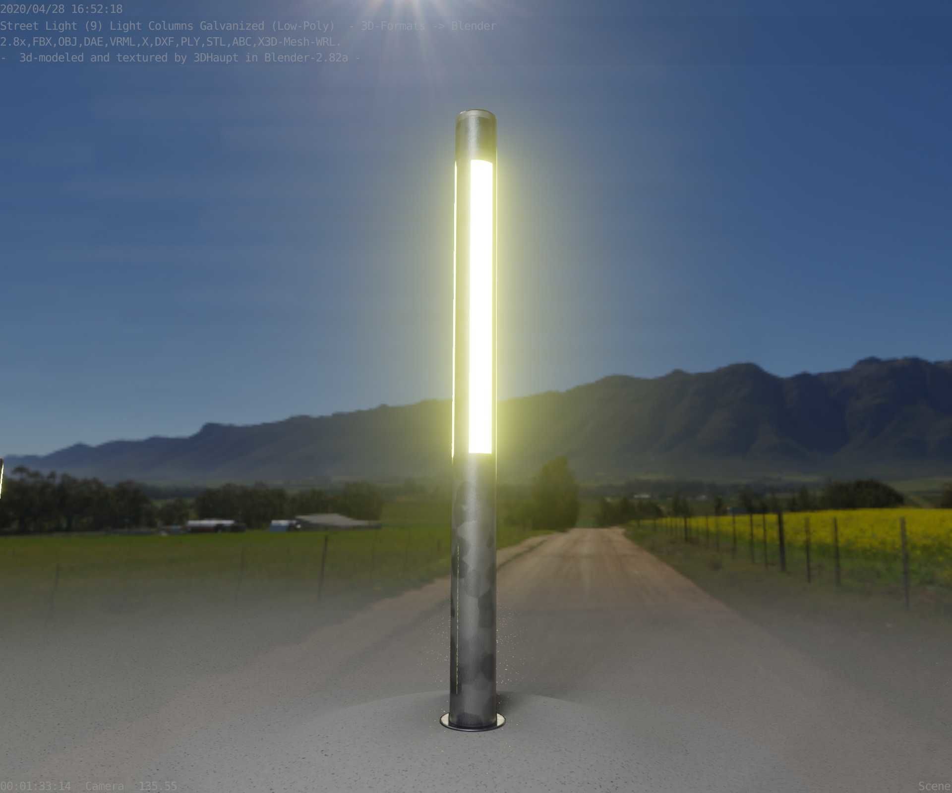 Galvanized Light-Column -23- Street-Light 9 Low-poly 3D model_57
