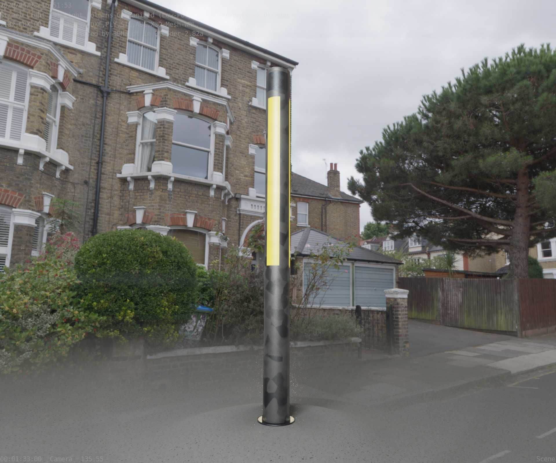 Galvanized Light-Column -23- Street-Light 9 Low-poly 3D model_43