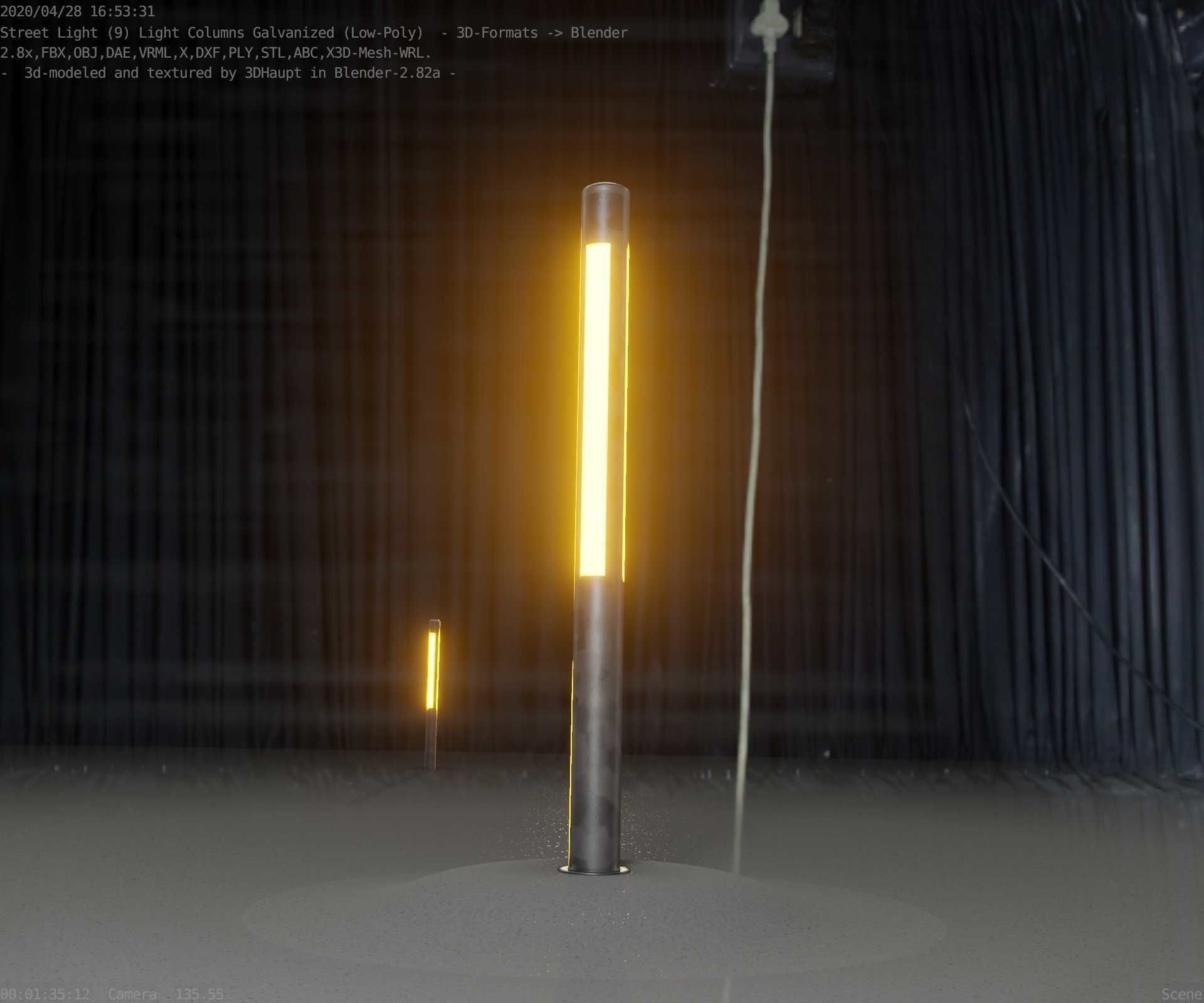 Galvanized Light-Column -23- Street-Light 9 Low-poly 3D model_9