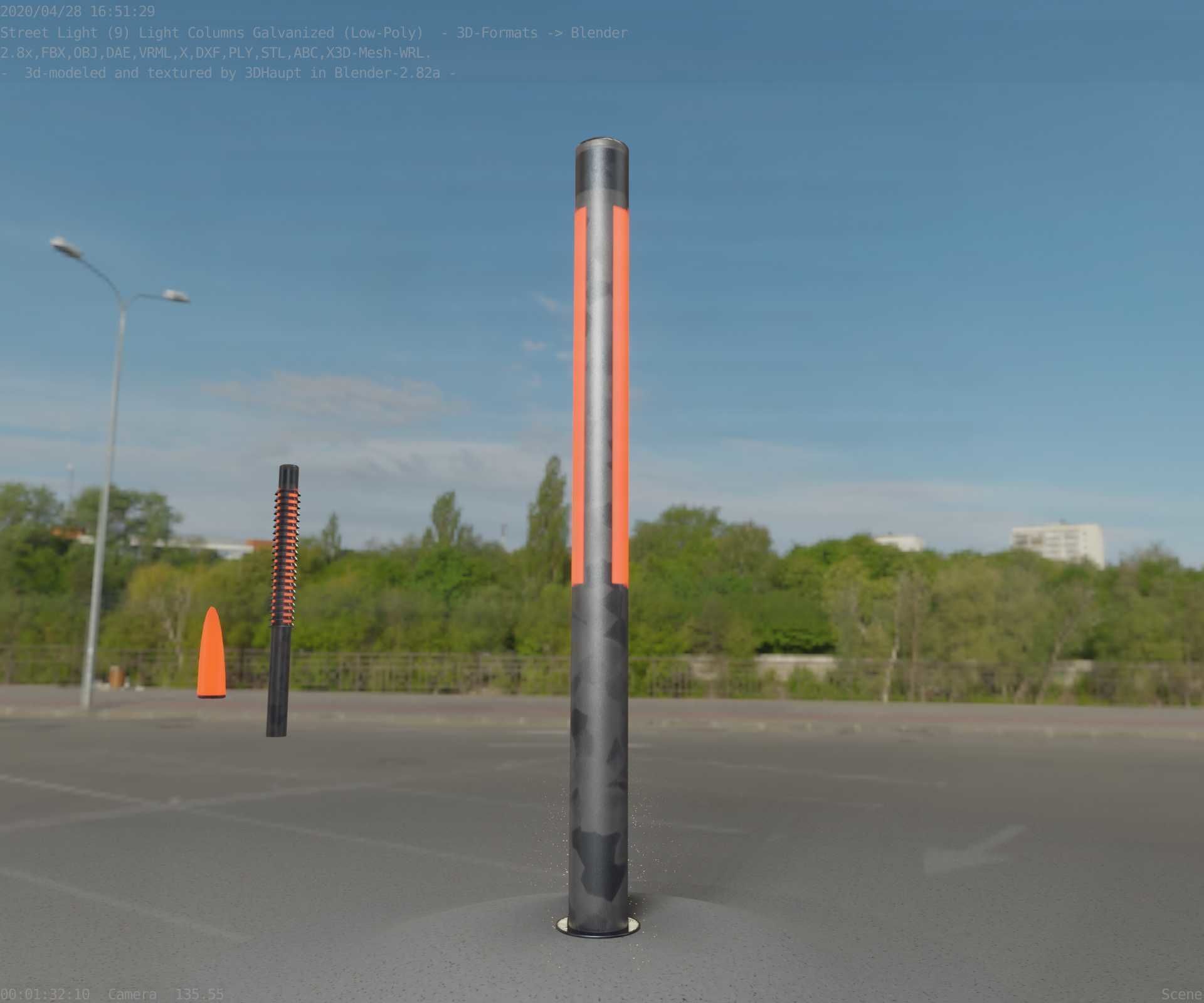 Galvanized Light-Column -23- Street-Light 9 Low-poly 3D model_29