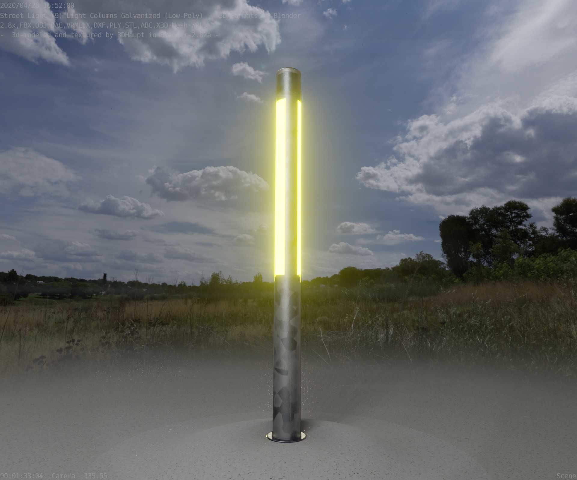Galvanized Light-Column -23- Street-Light 9 Low-poly 3D model_47