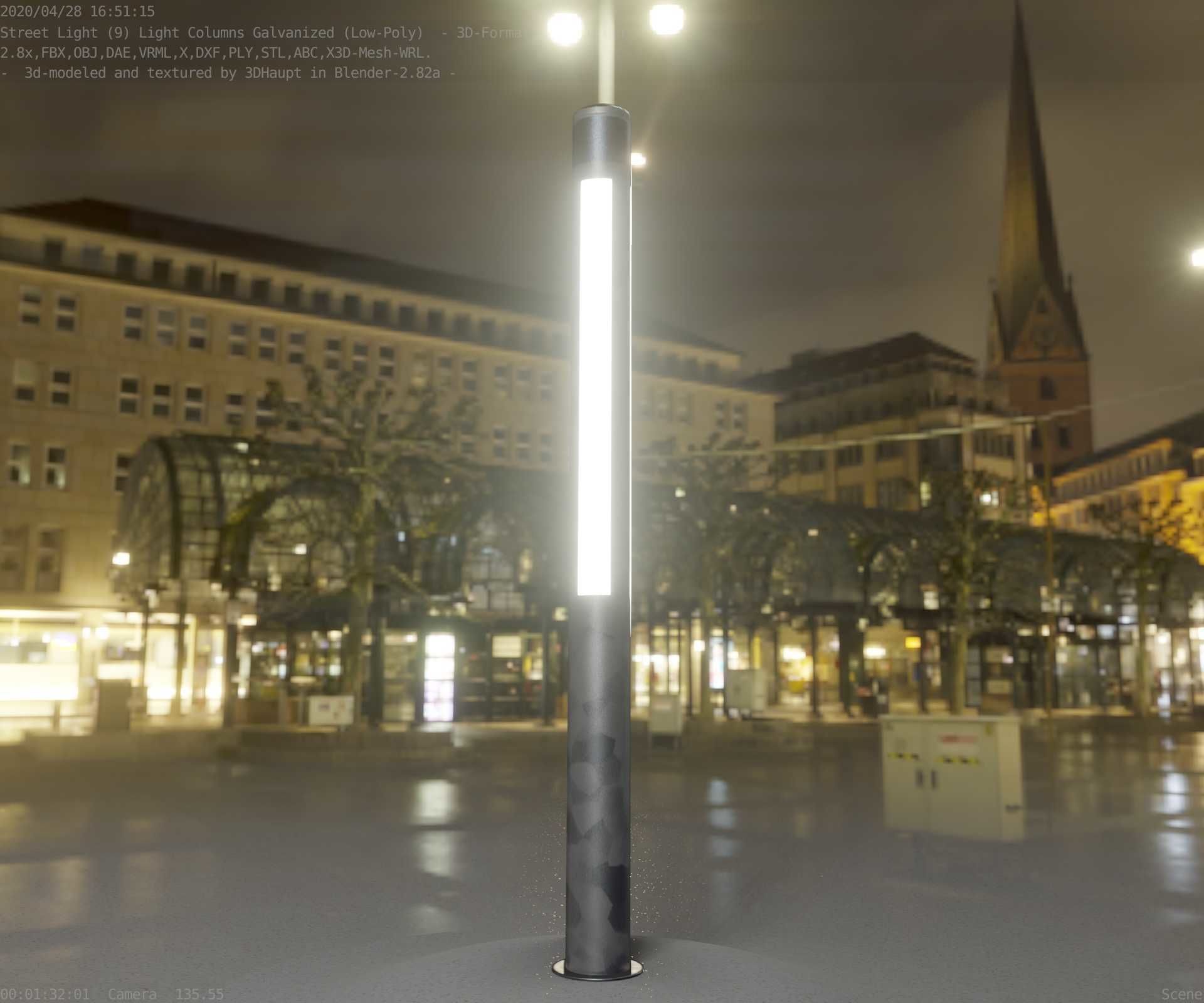 Galvanized Light-Column -23- Street-Light 9 Low-poly 3D model_20