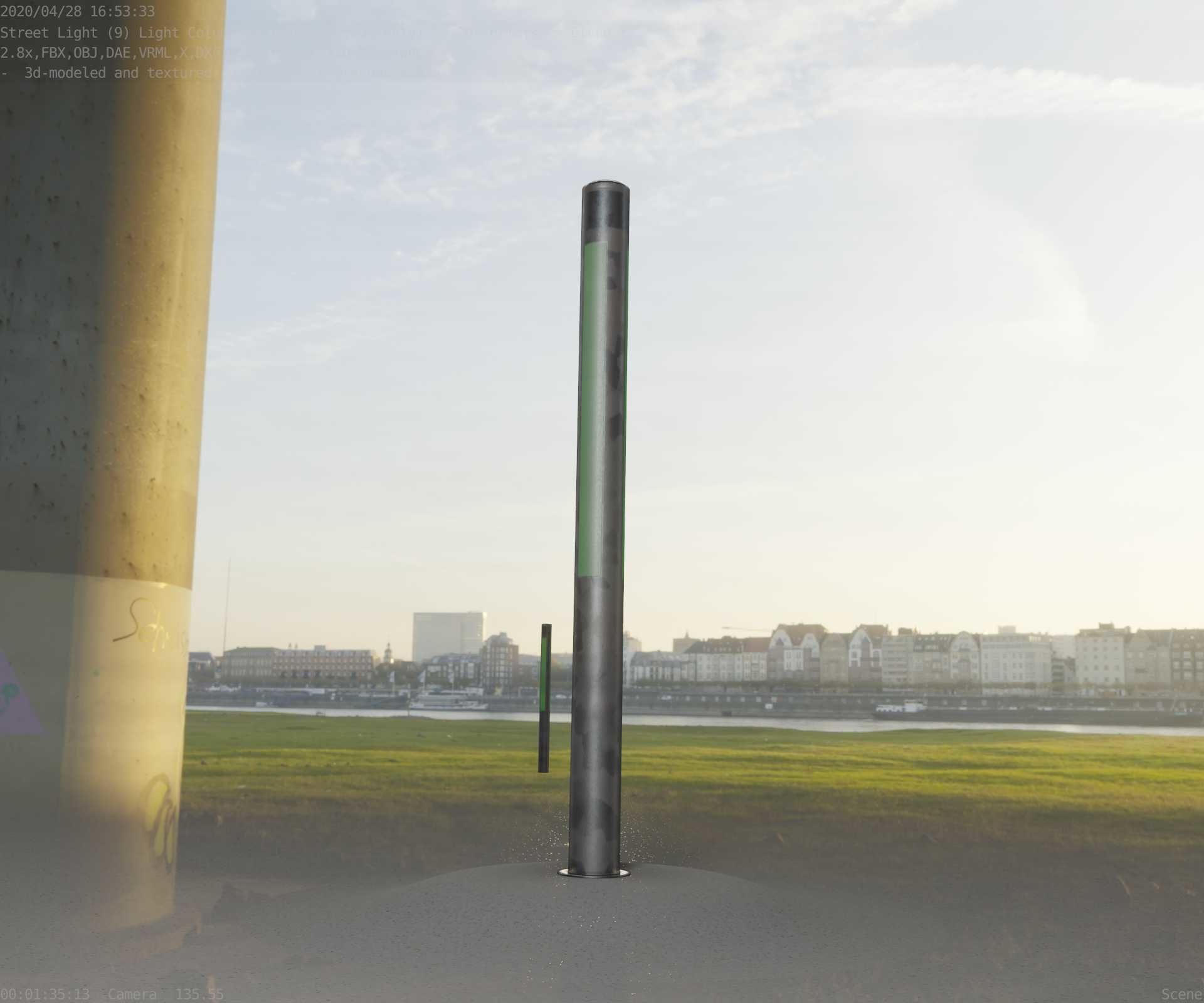 Galvanized Light-Column -23- Street-Light 9 Low-poly 3D model_10