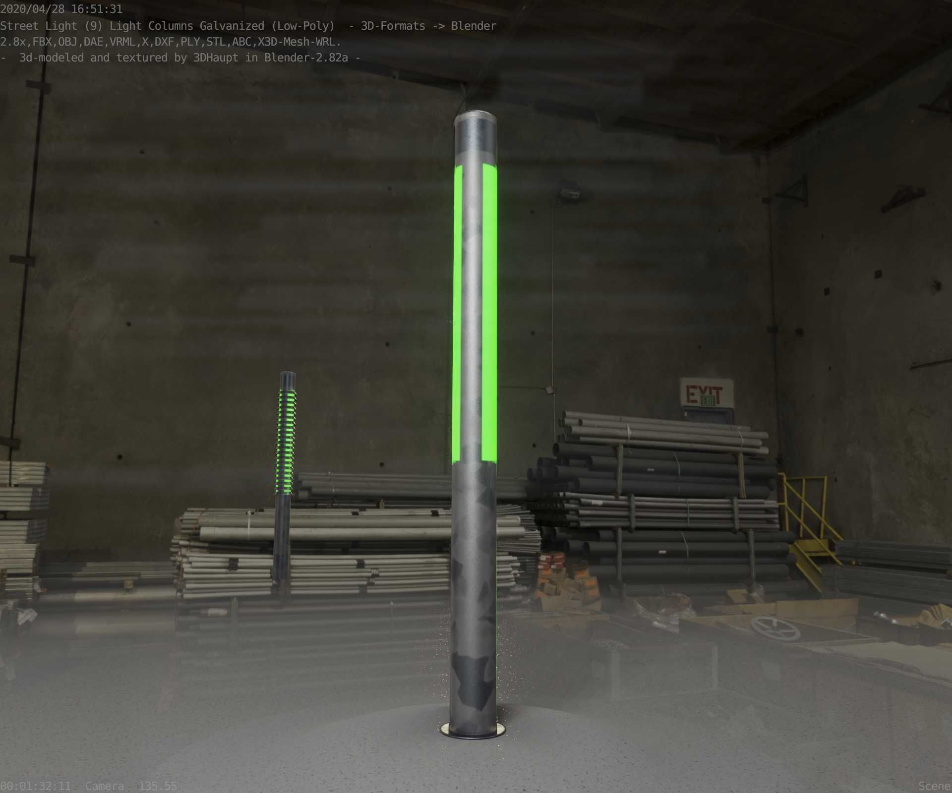 Galvanized Light-Column -23- Street-Light 9 Low-poly 3D model_30