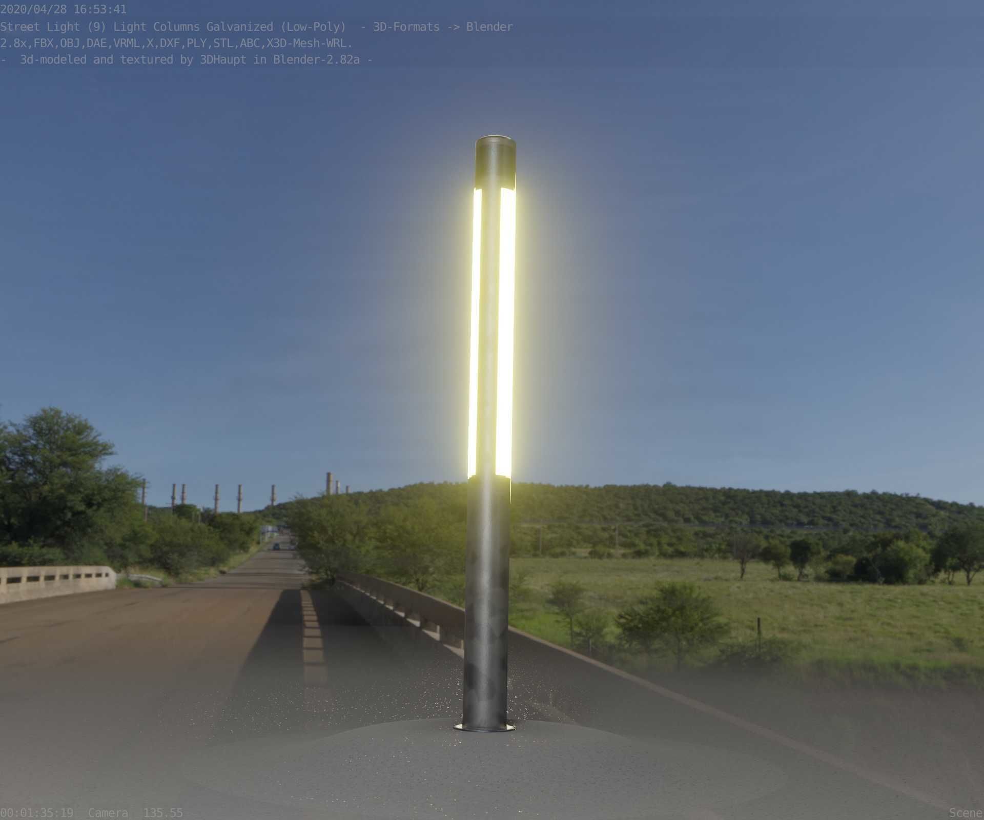 Galvanized Light-Column -23- Street-Light 9 Low-poly 3D model_99
