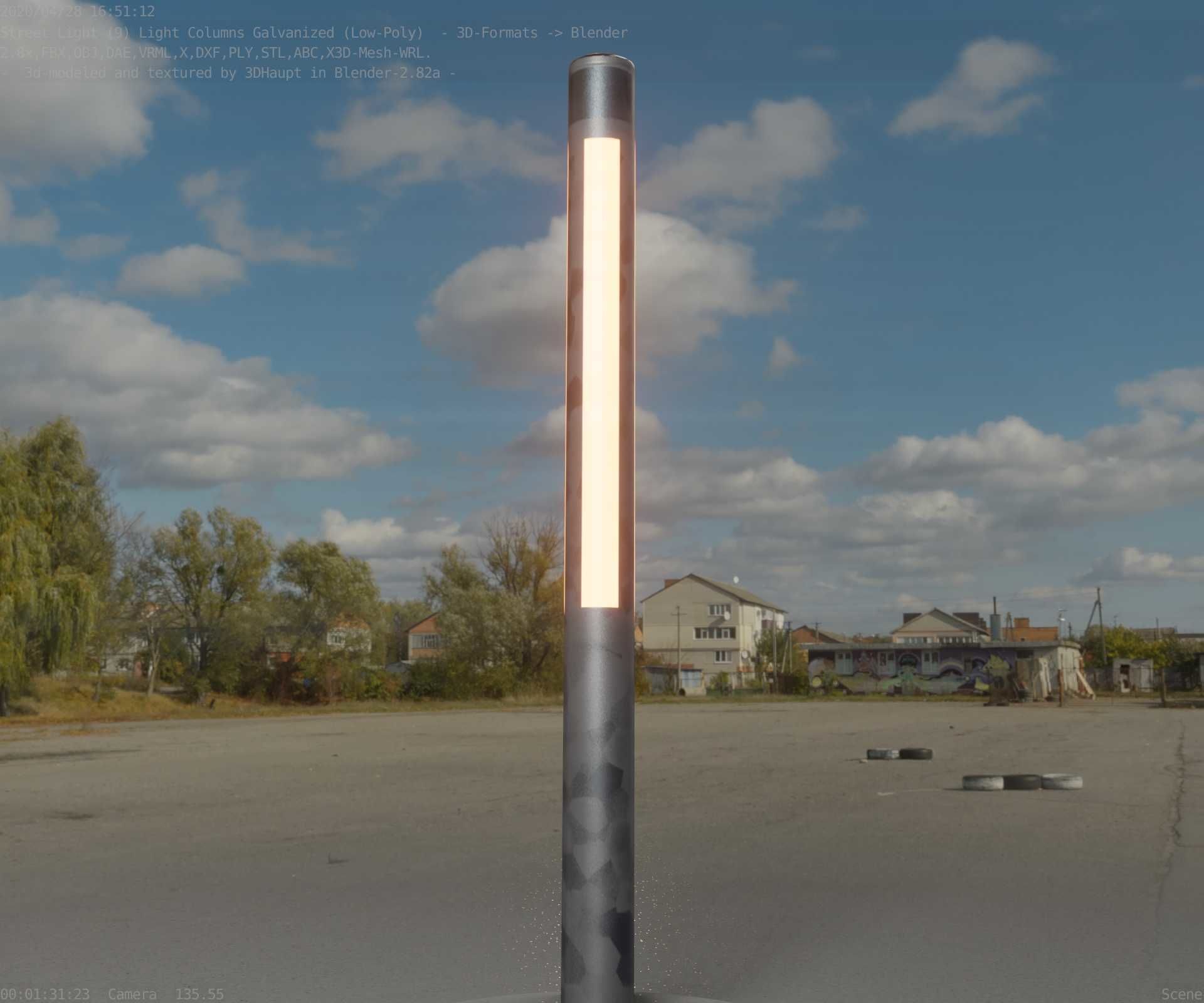 Galvanized Light-Column -23- Street-Light 9 Low-poly 3D model_18
