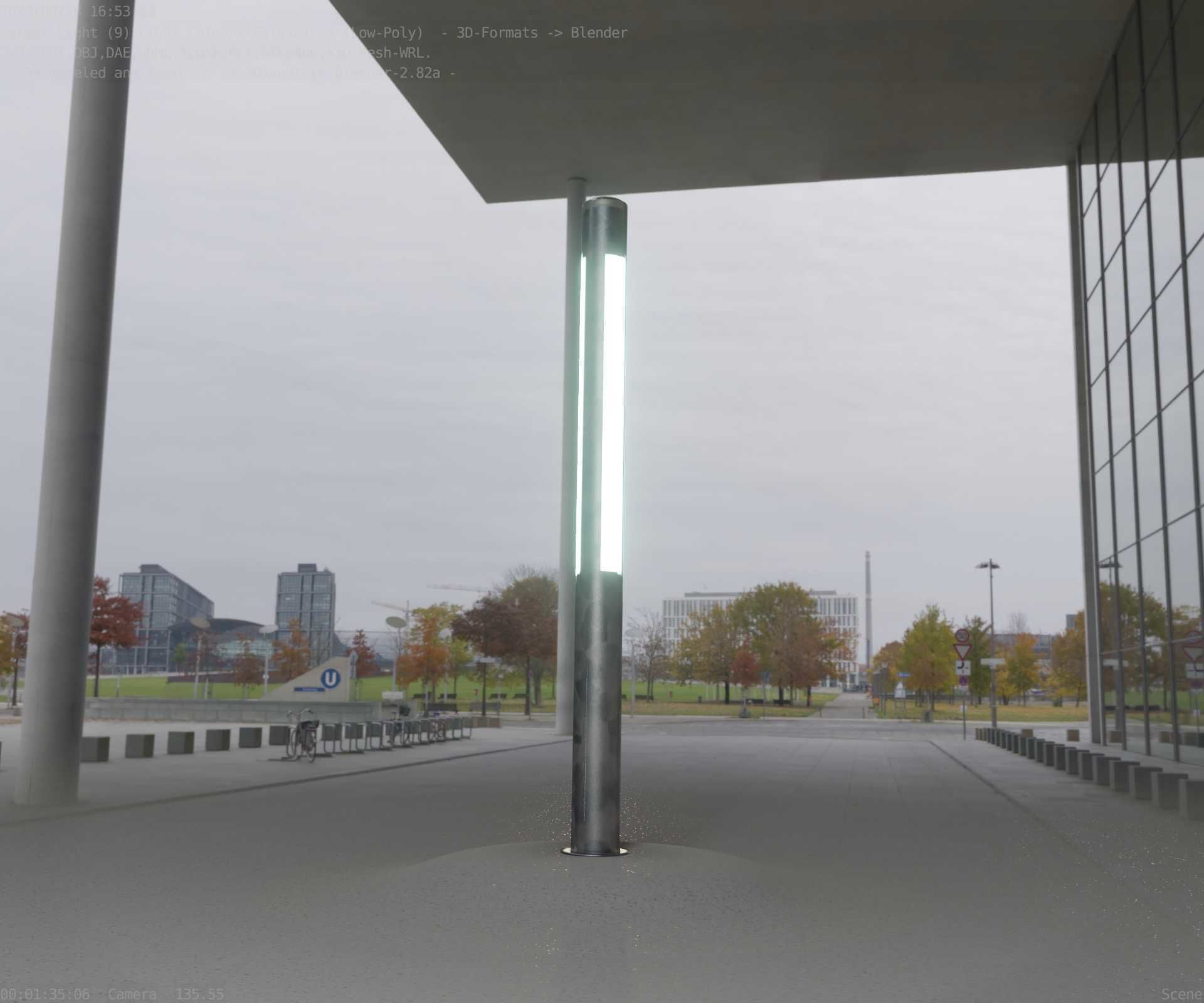 Galvanized Light-Column -23- Street-Light 9 Low-poly 3D model_3