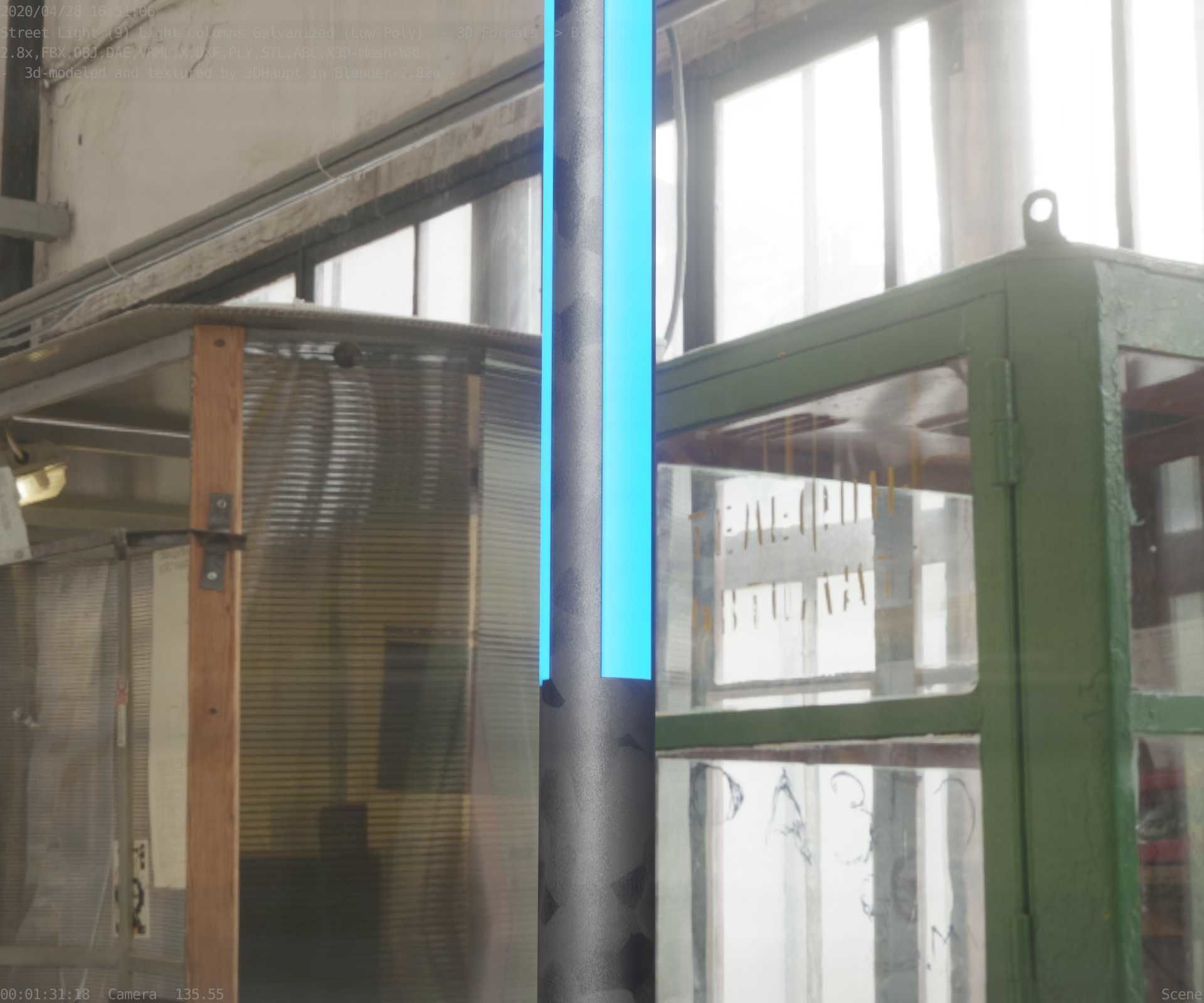 Galvanized Light-Column -23- Street-Light 9 Low-poly 3D model_13