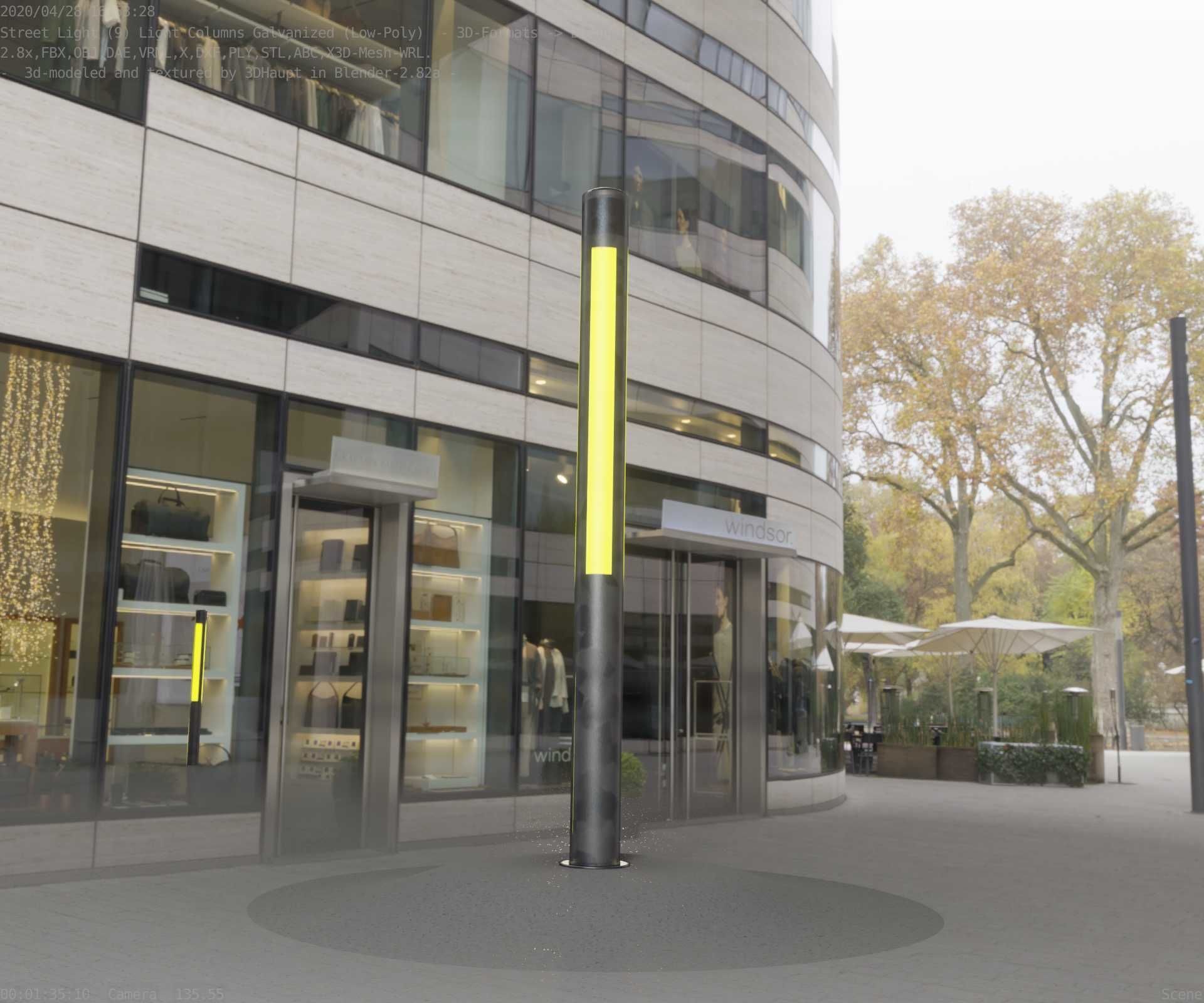 Galvanized Light-Column -23- Street-Light 9 Low-poly 3D model_7