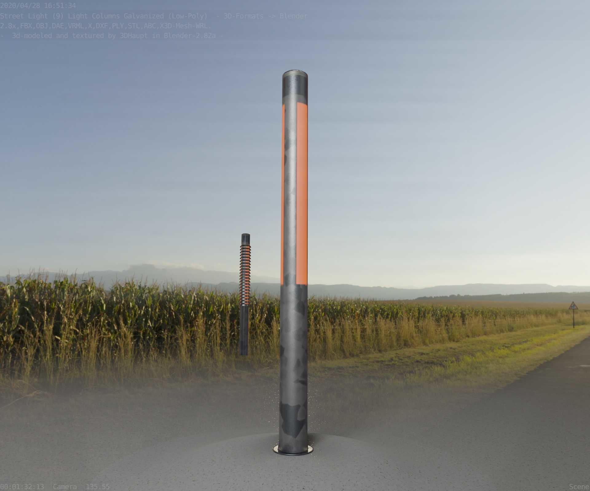 Galvanized Light-Column -23- Street-Light 9 Low-poly 3D model_32