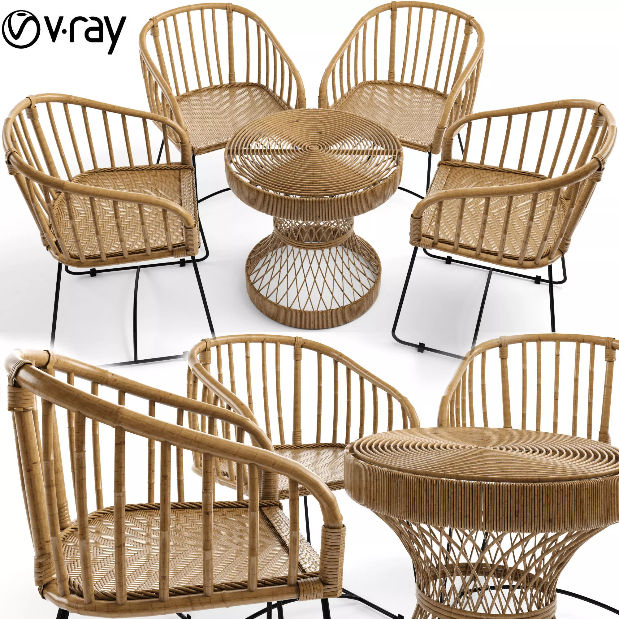 wicker Rattan Furniture Is Woven Safavieh 3D model