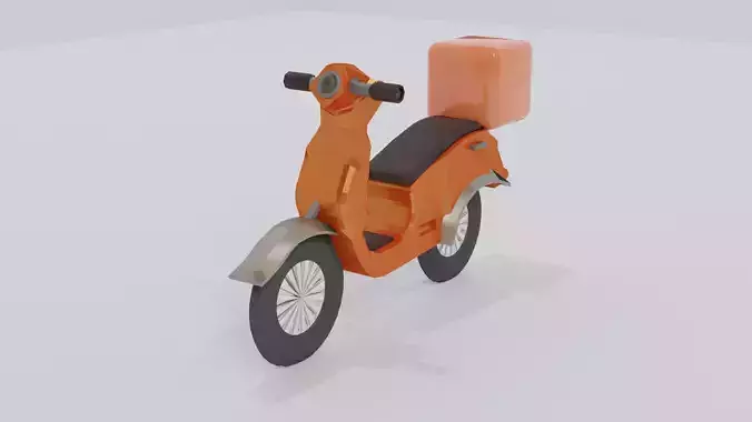 Delivary Bike Vespa - Motorbike LowPoly  Low-poly 3D model