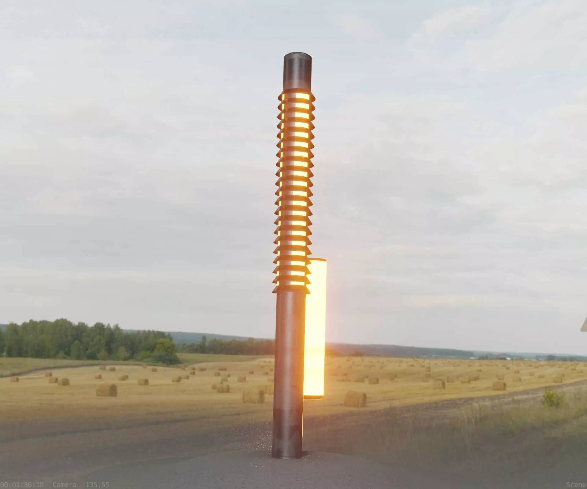 Galvanized Light-Column -24- Street-Light 9 Low-poly 3D model