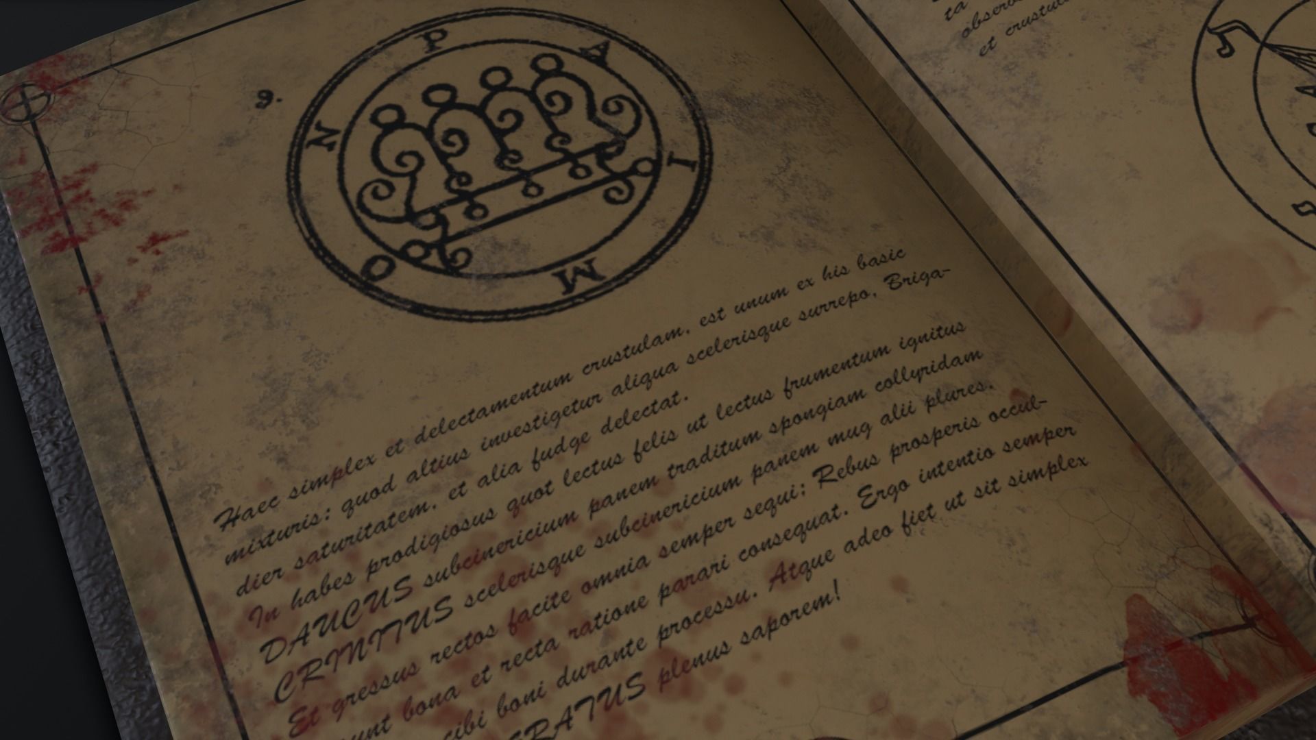 Black Magic Book Opened Low-poly 3D model_3