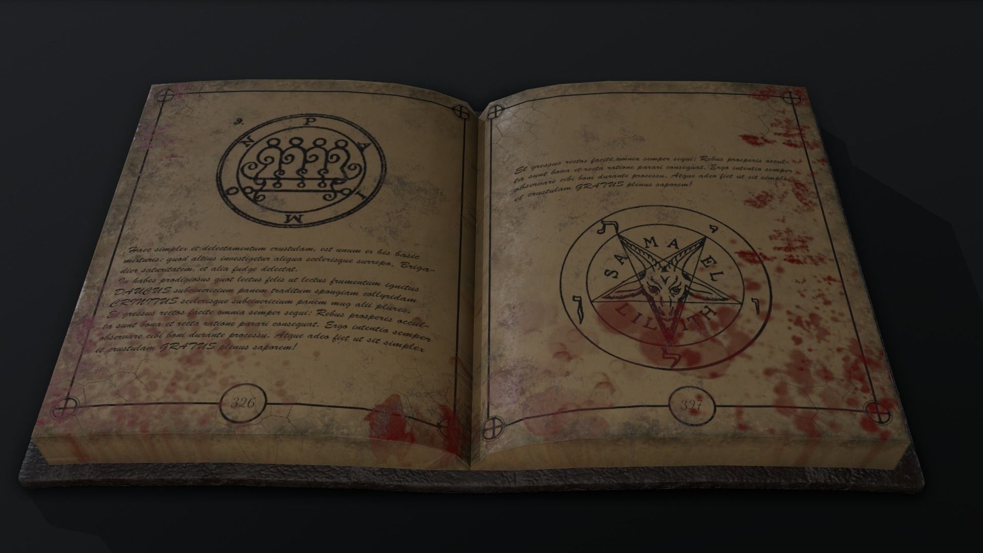 Black Magic Book Opened Low-poly 3D model_1