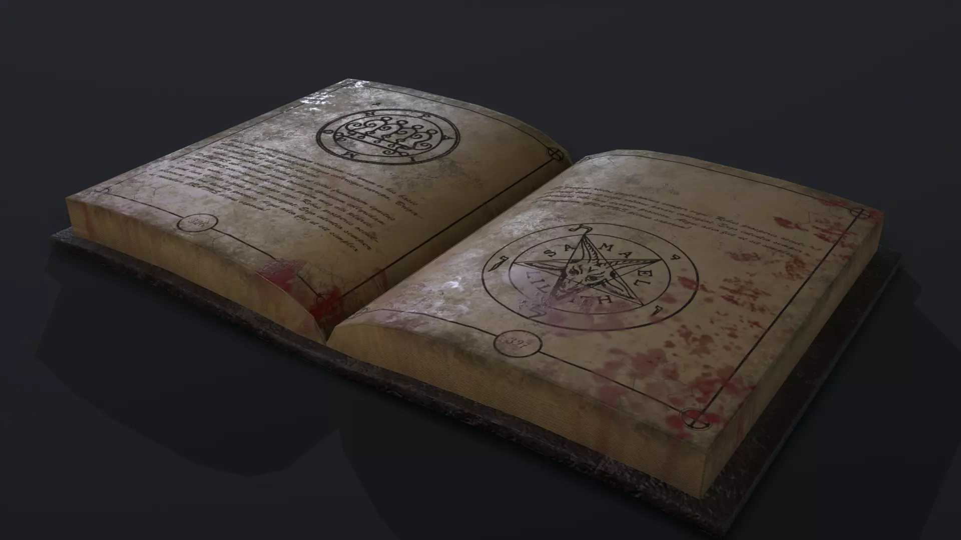 Black Magic Book Opened Low-poly 3D model_0