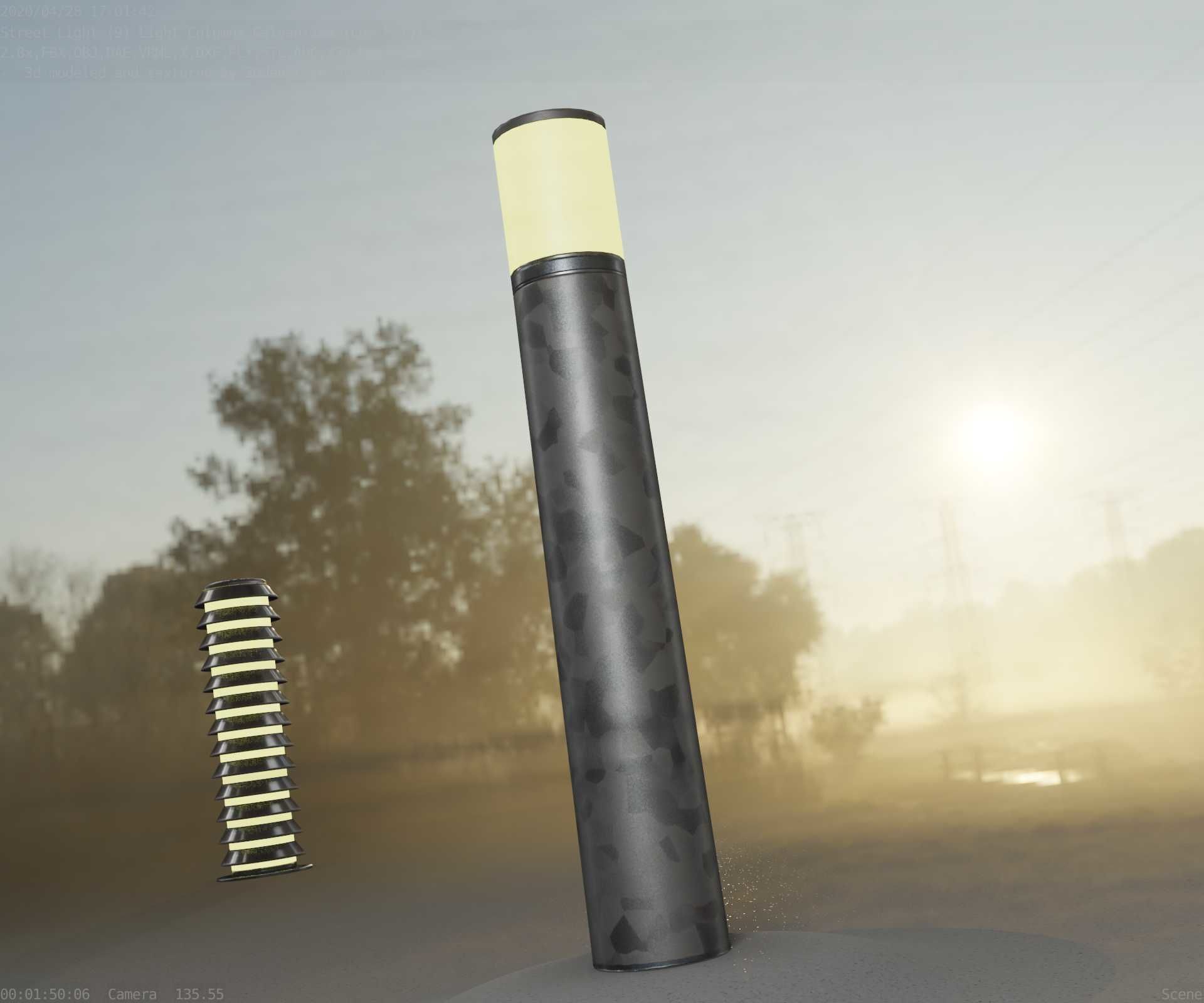 Galvanized Light-Column -27- Street-Light 9 Low-poly 3D model_89