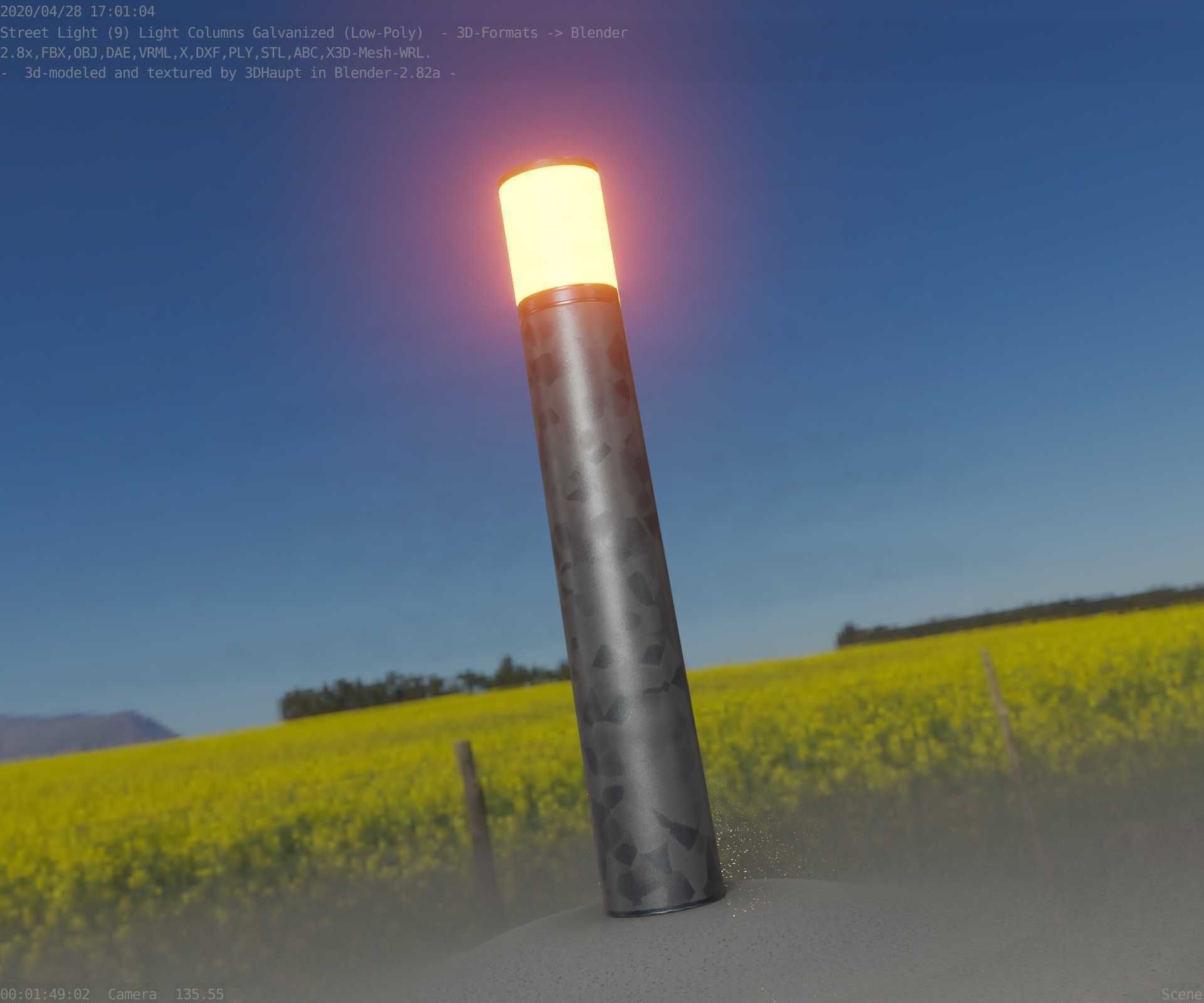 Galvanized Light-Column -27- Street-Light 9 Low-poly 3D model_3