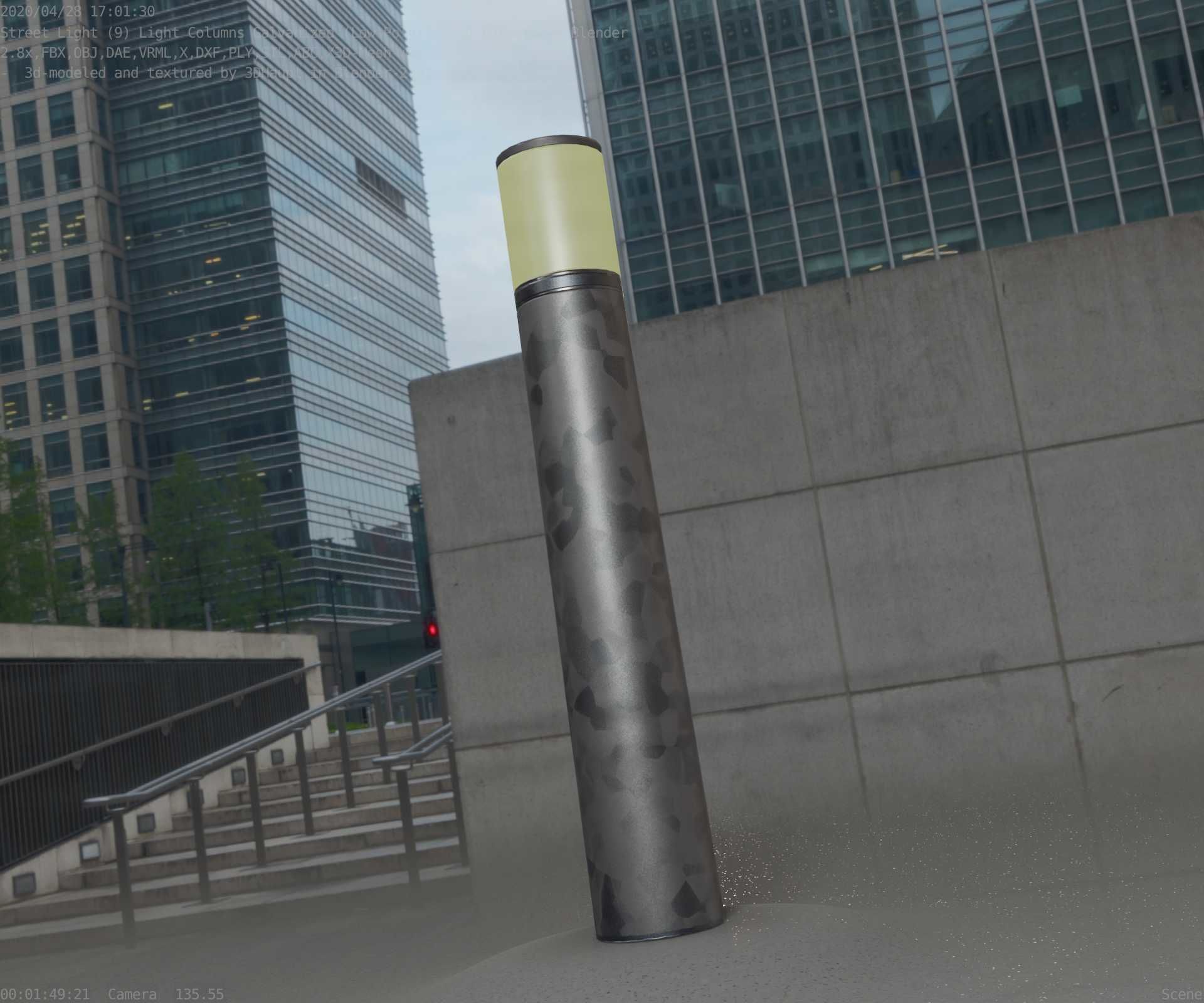 Galvanized Light-Column -27- Street-Light 9 Low-poly 3D model_73