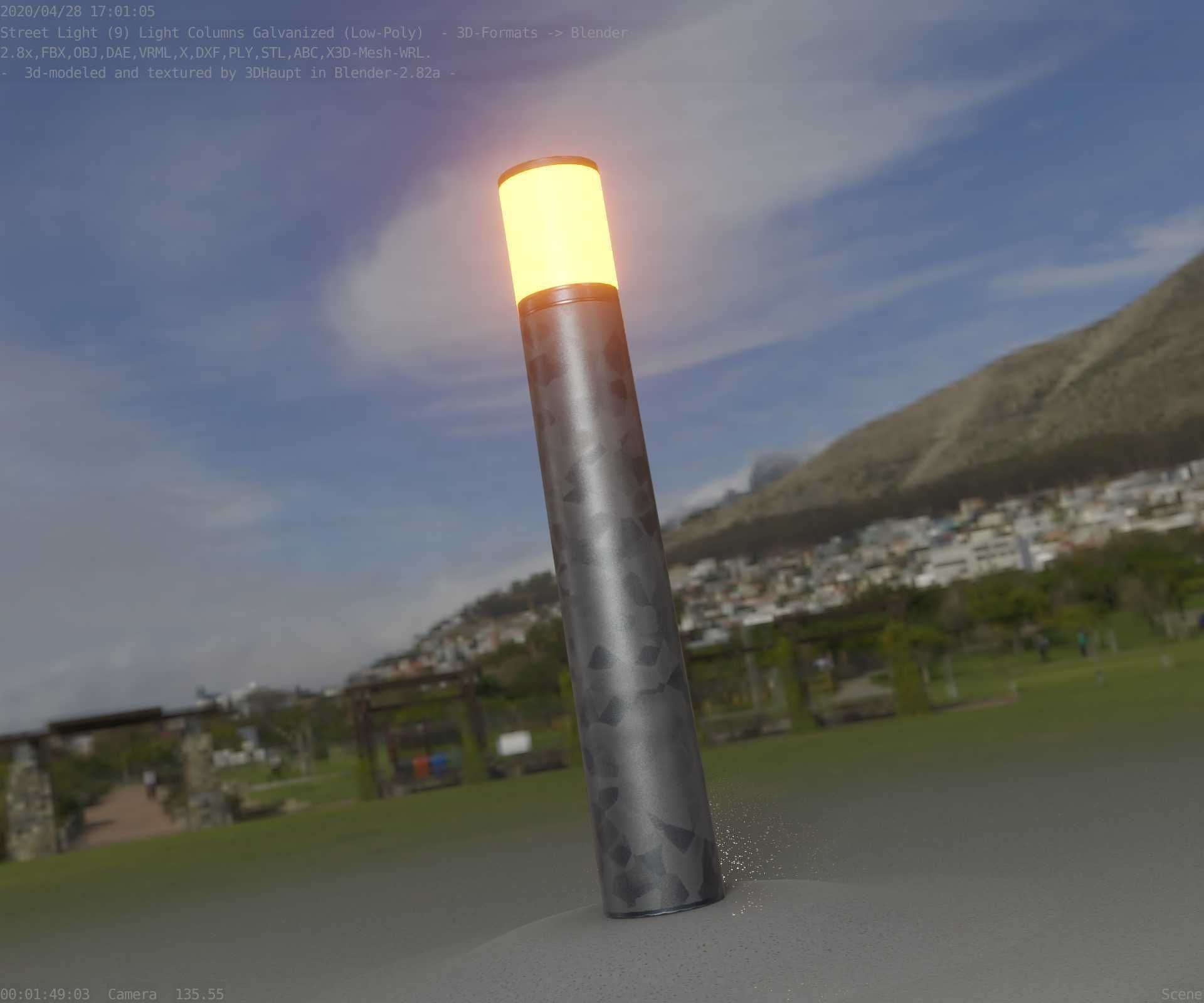 Galvanized Light-Column -27- Street-Light 9 Low-poly 3D model_13