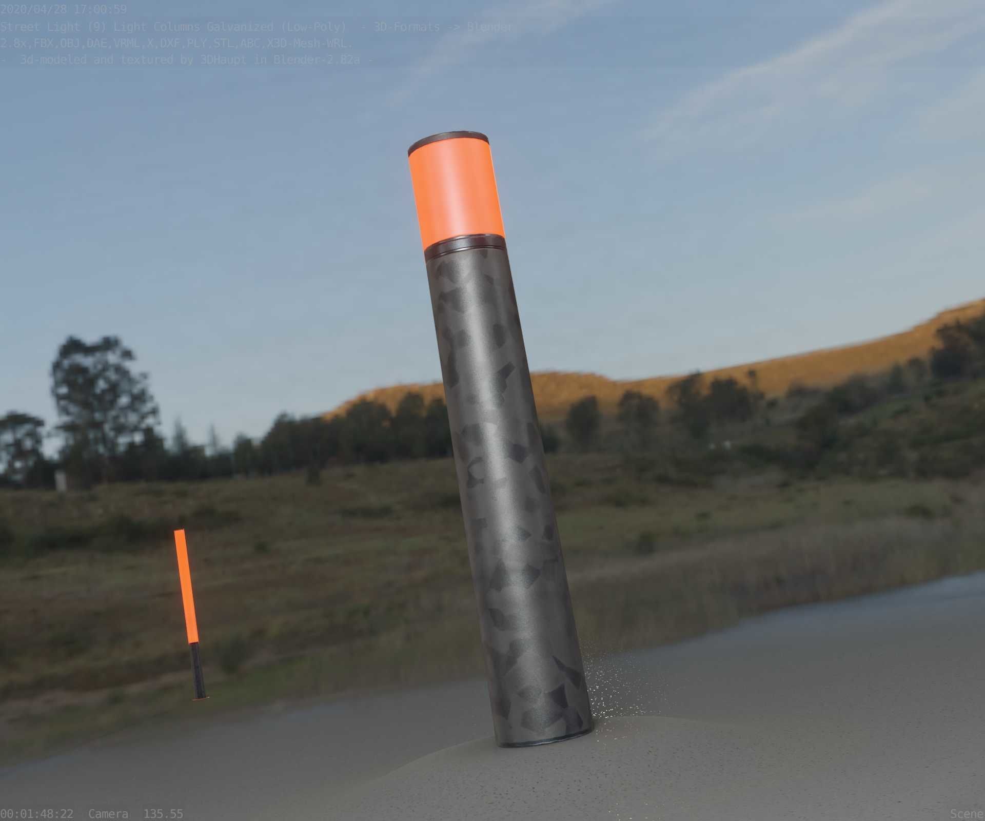 Galvanized Light-Column -27- Street-Light 9 Low-poly 3D model_9