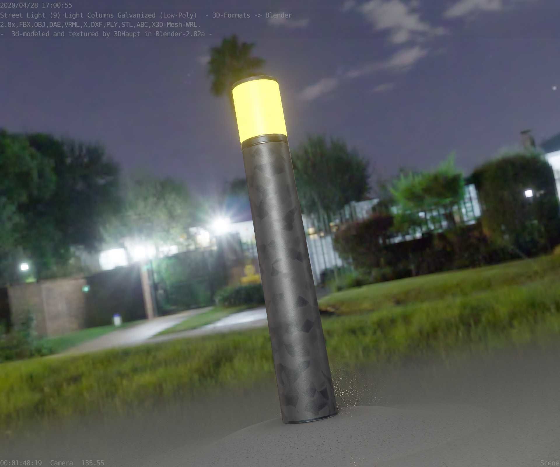 Galvanized Light-Column -27- Street-Light 9 Low-poly 3D model_2