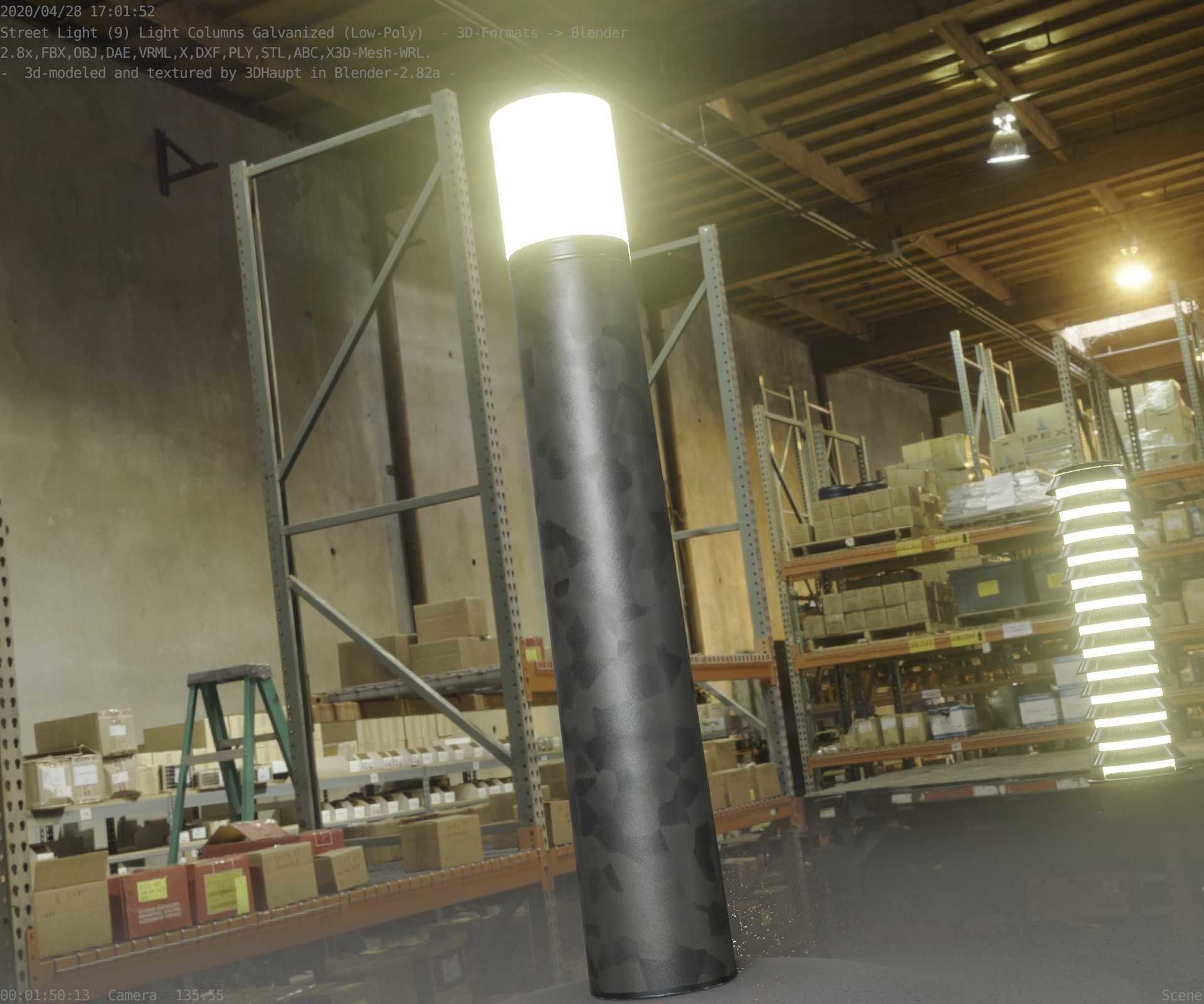 Galvanized Light-Column -27- Street-Light 9 Low-poly 3D model_16
