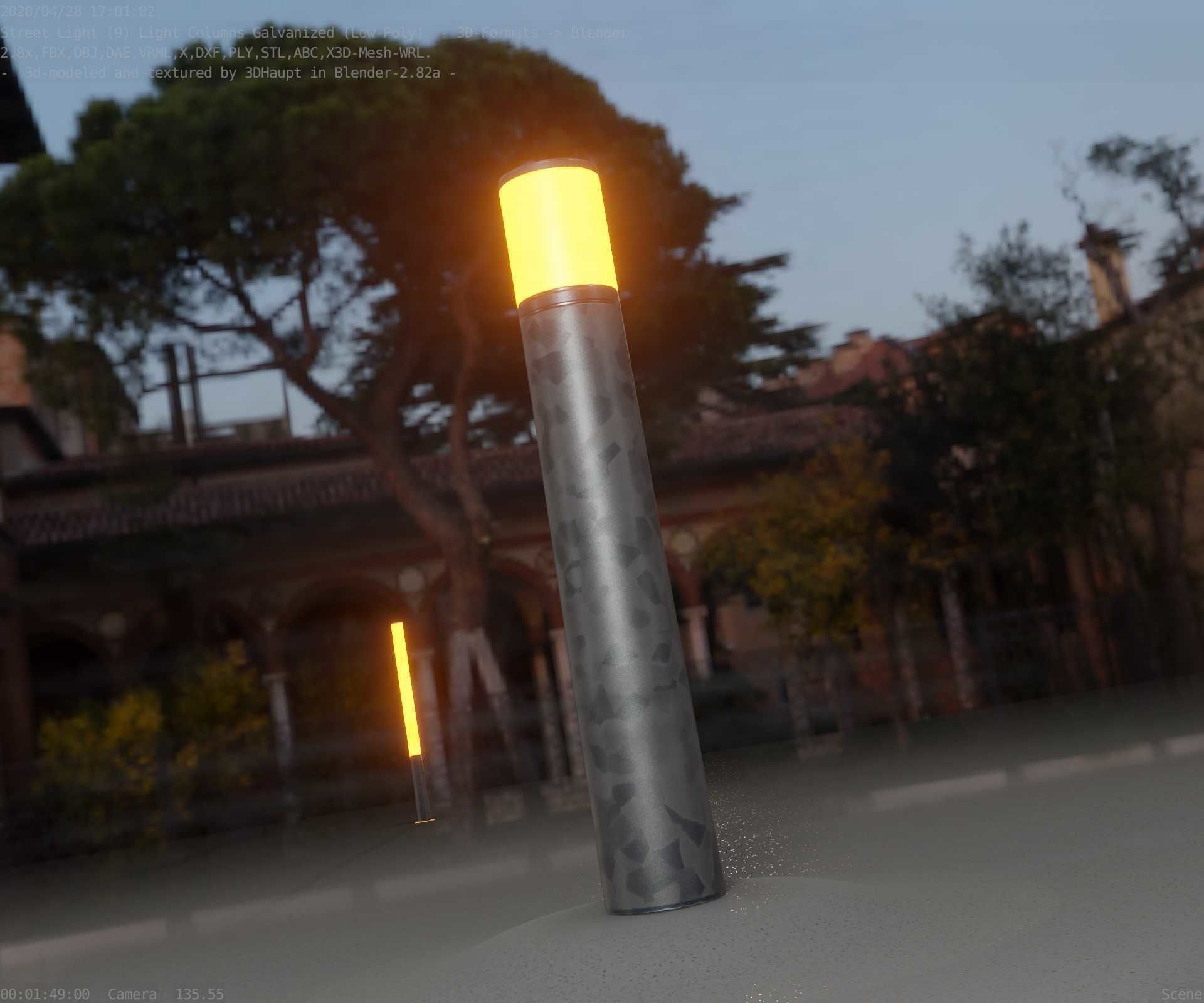 Galvanized Light-Column -27- Street-Light 9 Low-poly 3D model_10