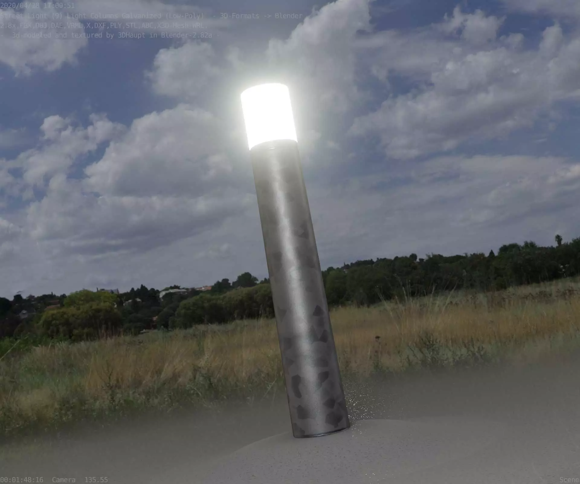 Galvanized Light-Column -27- Street-Light 9 Low-poly 3D model_0