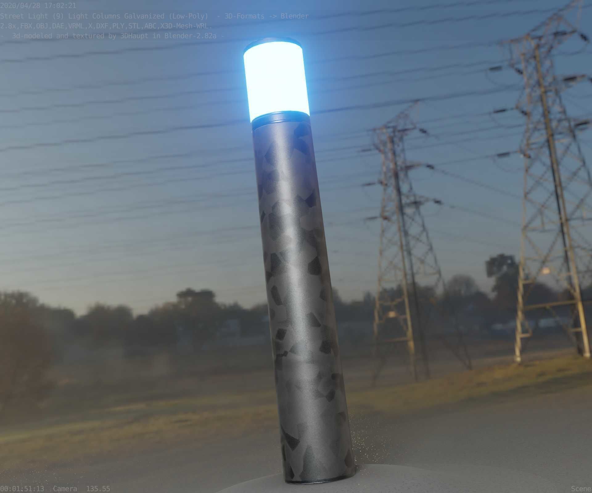 Galvanized Light-Column -27- Street-Light 9 Low-poly 3D model_58