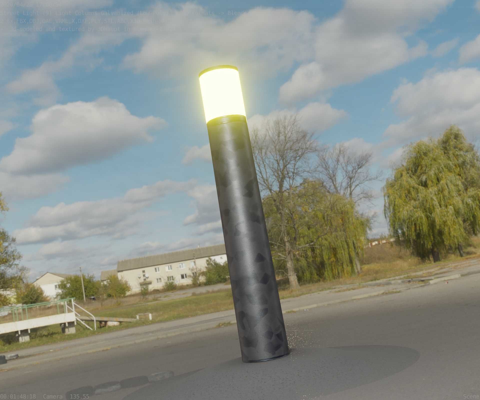 Galvanized Light-Column -27- Street-Light 9 Low-poly 3D model_1
