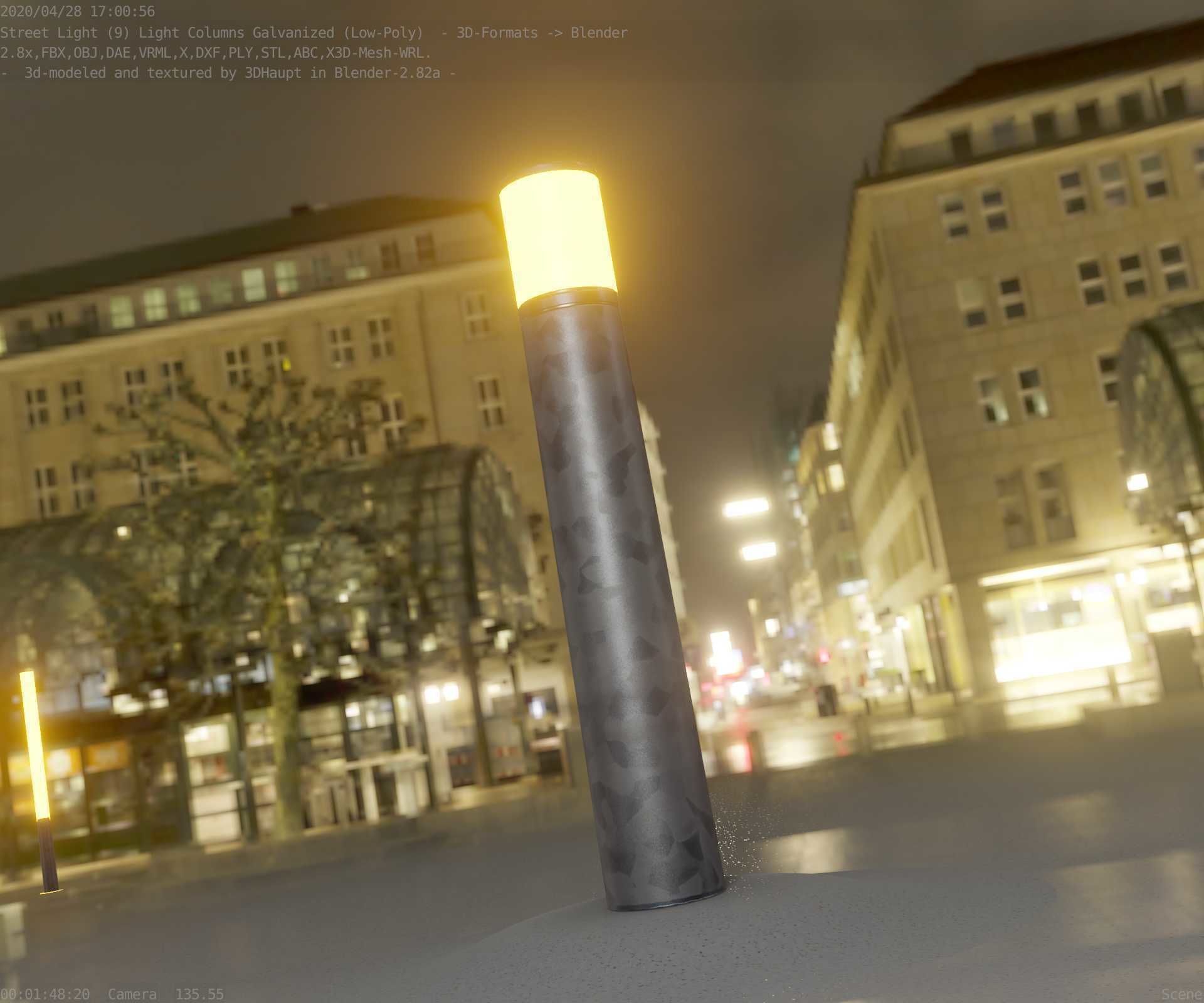 Galvanized Light-Column -27- Street-Light 9 Low-poly 3D model_4
