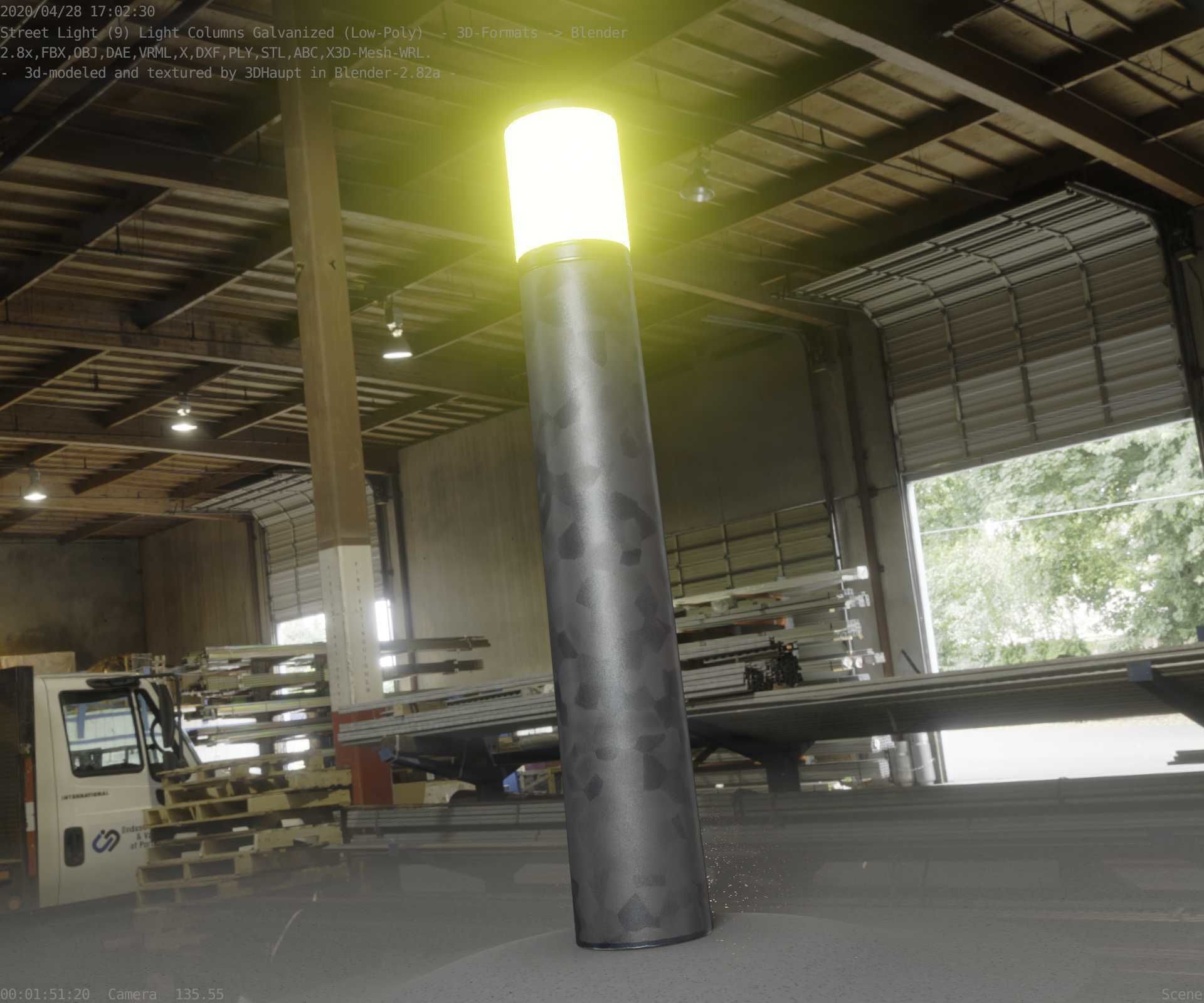 Galvanized Light-Column -27- Street-Light 9 Low-poly 3D model_11