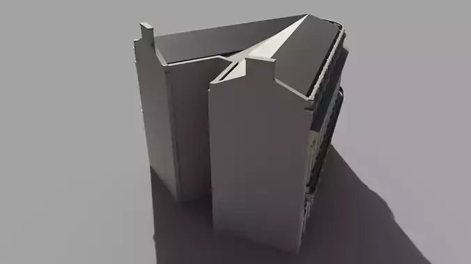 Neoclassic corner facade Low-poly 3D model 4