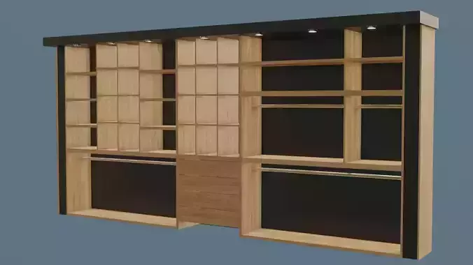 Shelves wardrobe with and drawers