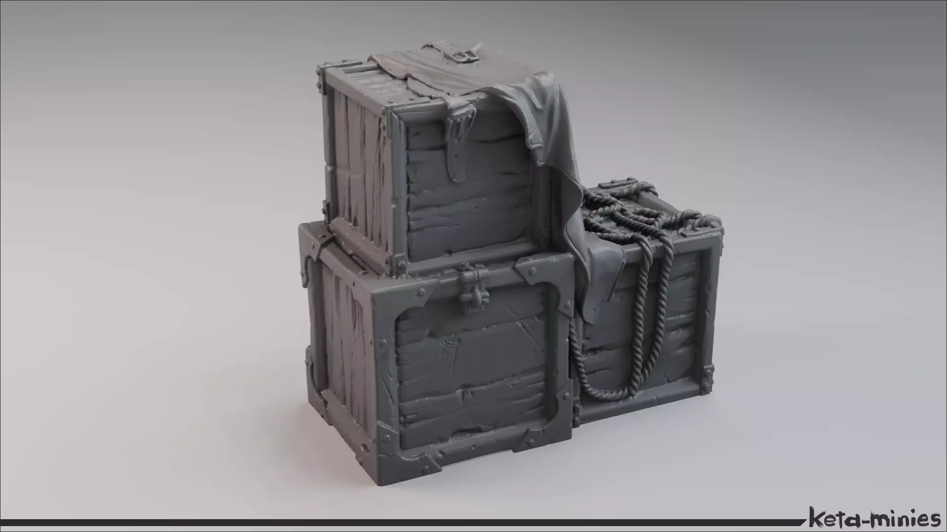 Medieval Tarped Crate A 3D print model_0