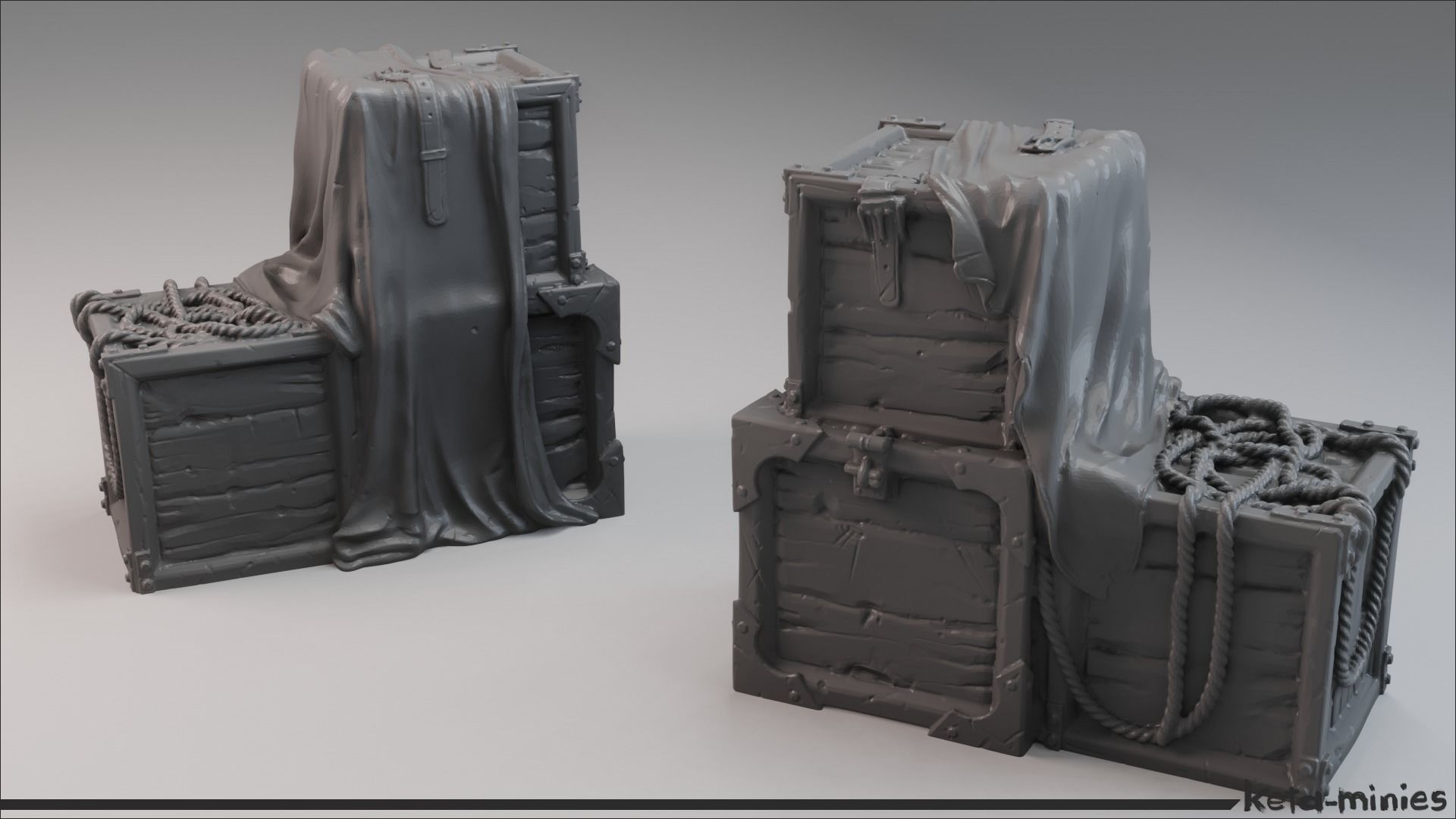 Medieval Tarped Crate A 3D print model_7