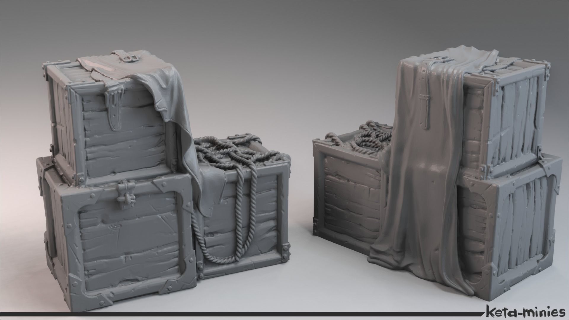 Medieval Tarped Crate A 3D print model_5