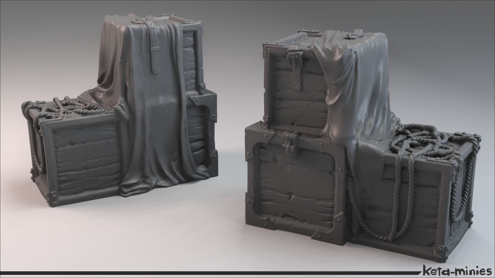 Medieval Tarped Crate A 3D print model_8