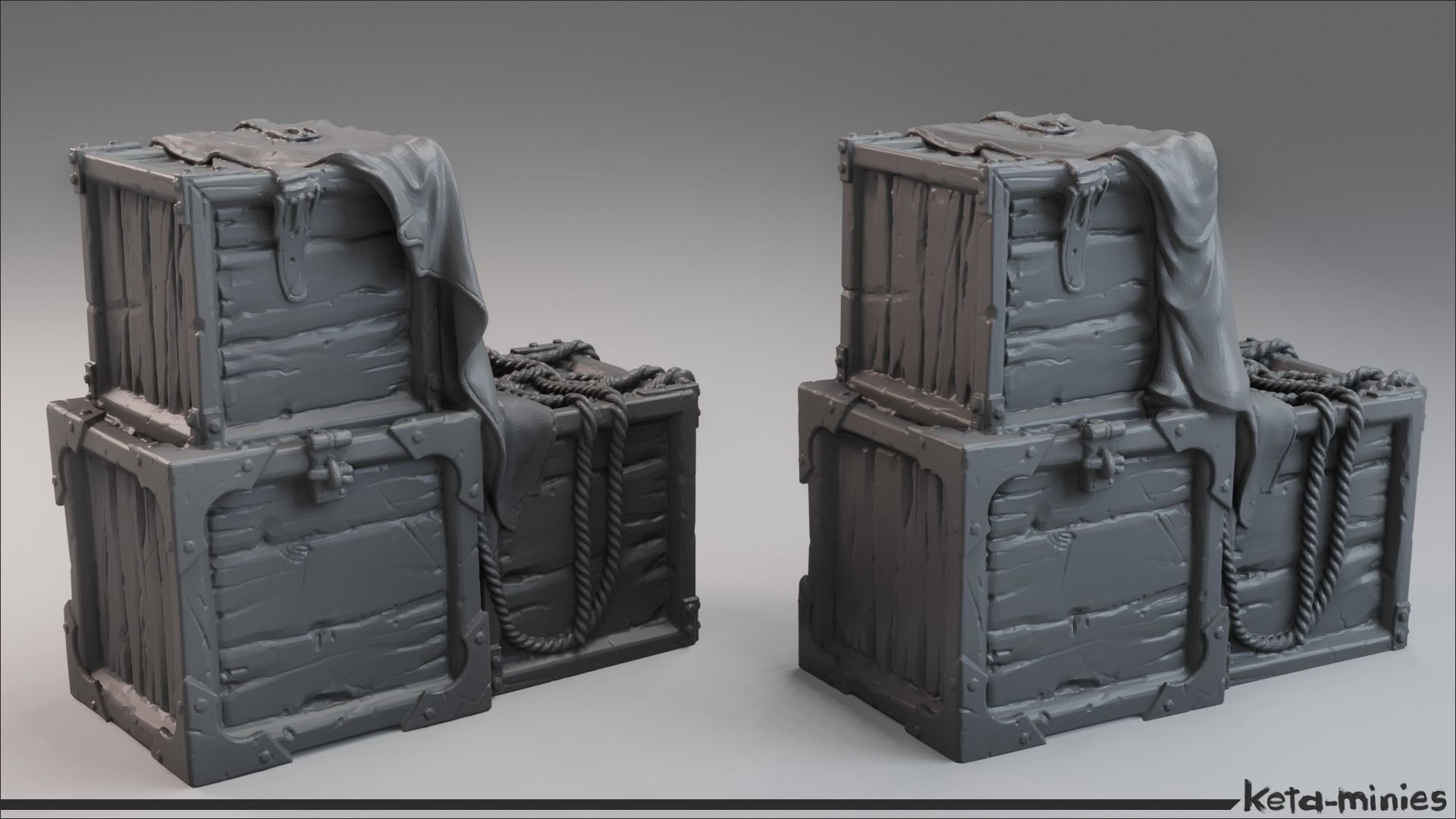Medieval Tarped Crate A 3D print model_9