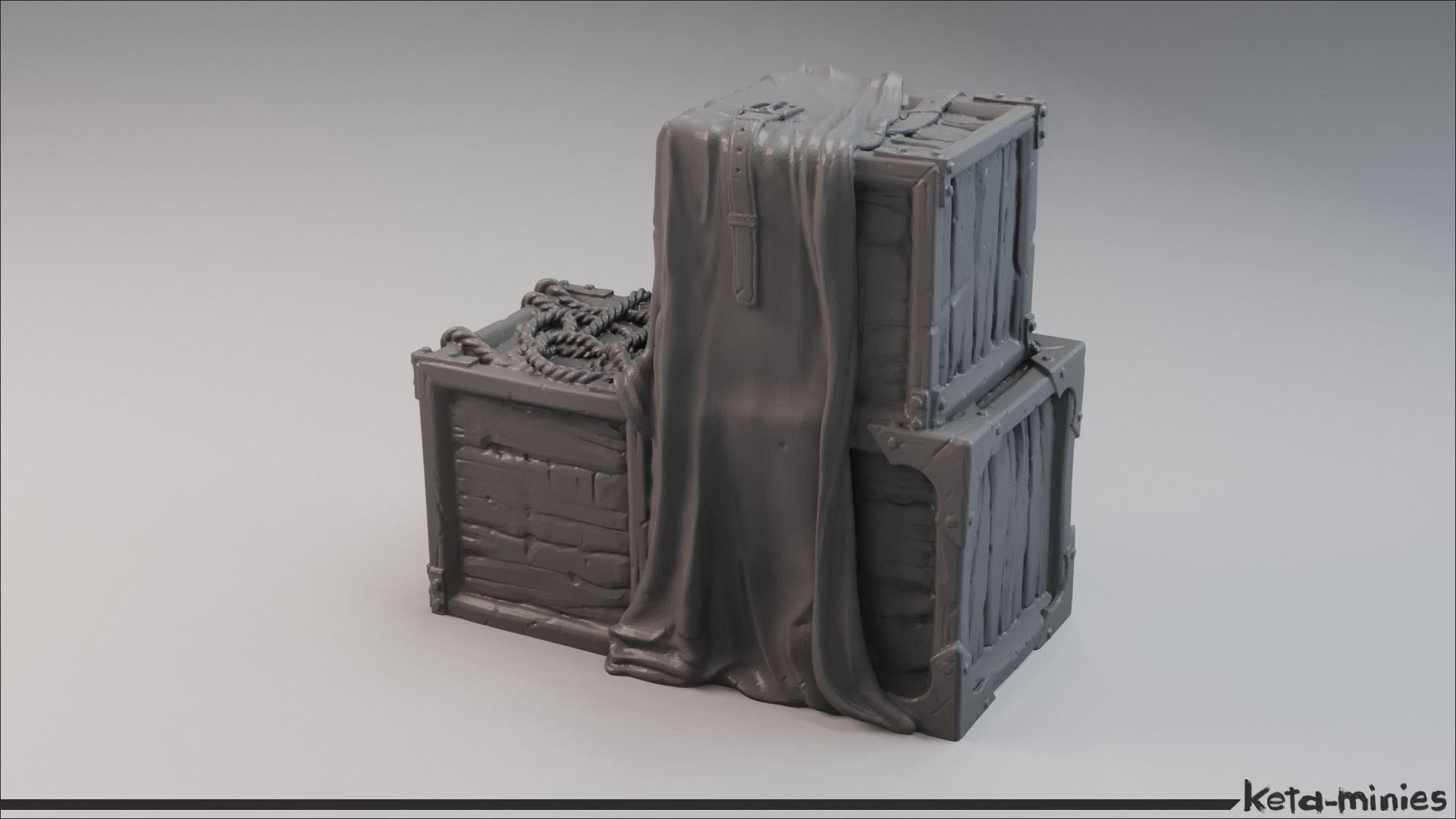 Medieval Tarped Crate A 3D print model_1