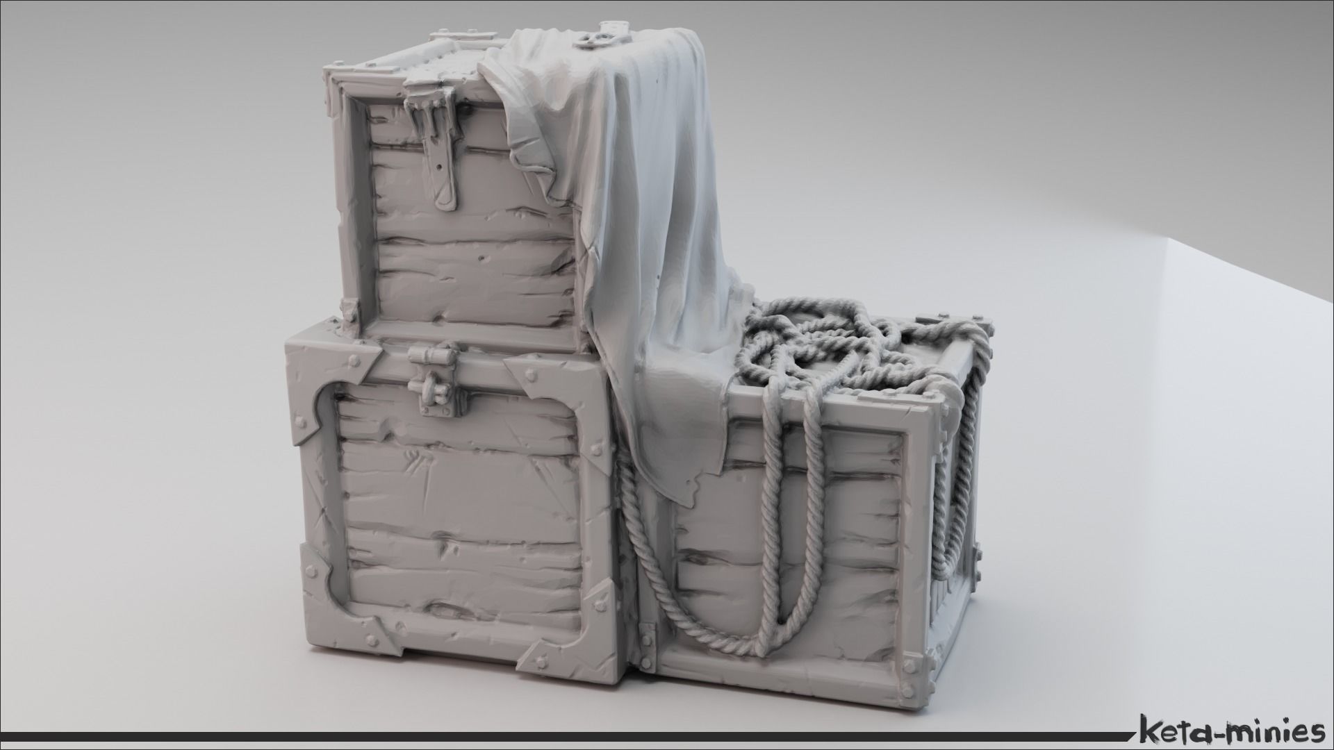 Medieval Tarped Crate A 3D print model_6