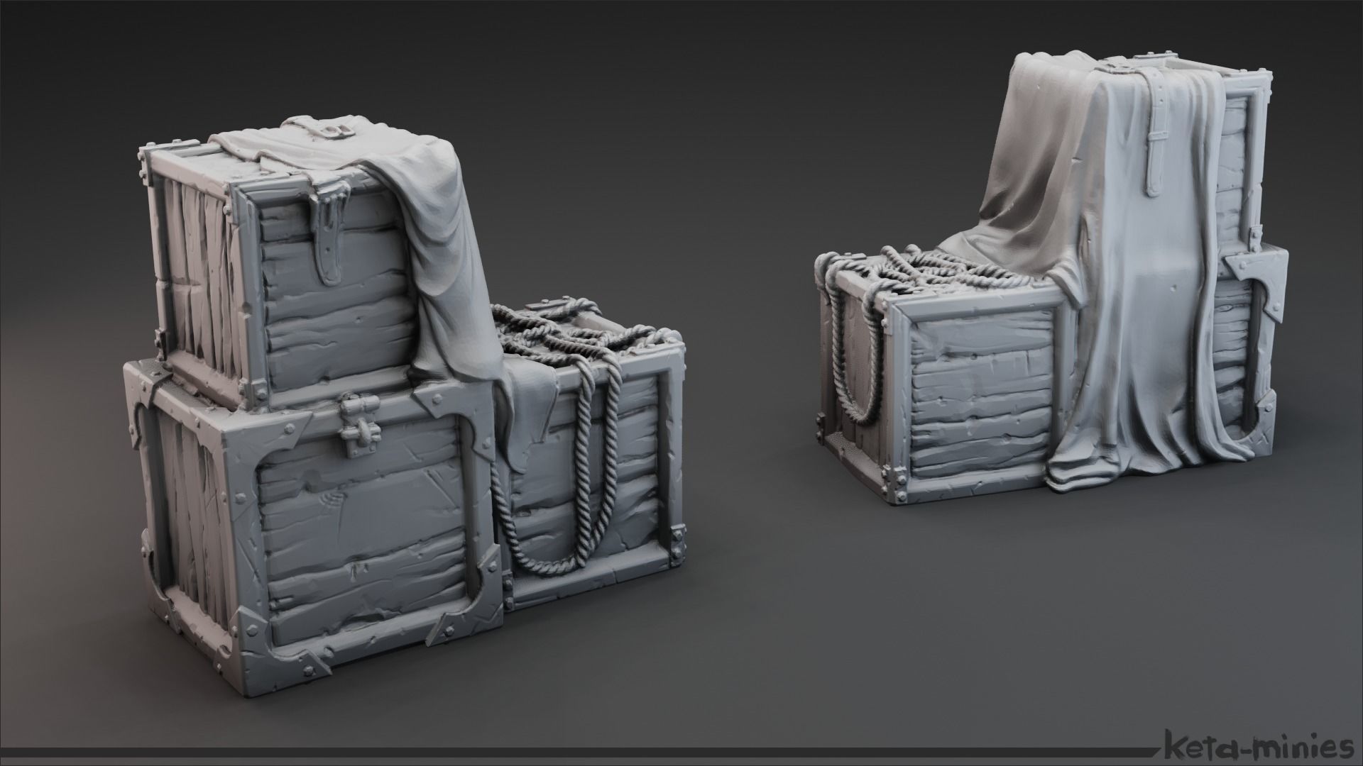 Medieval Tarped Crate A 3D print model_4