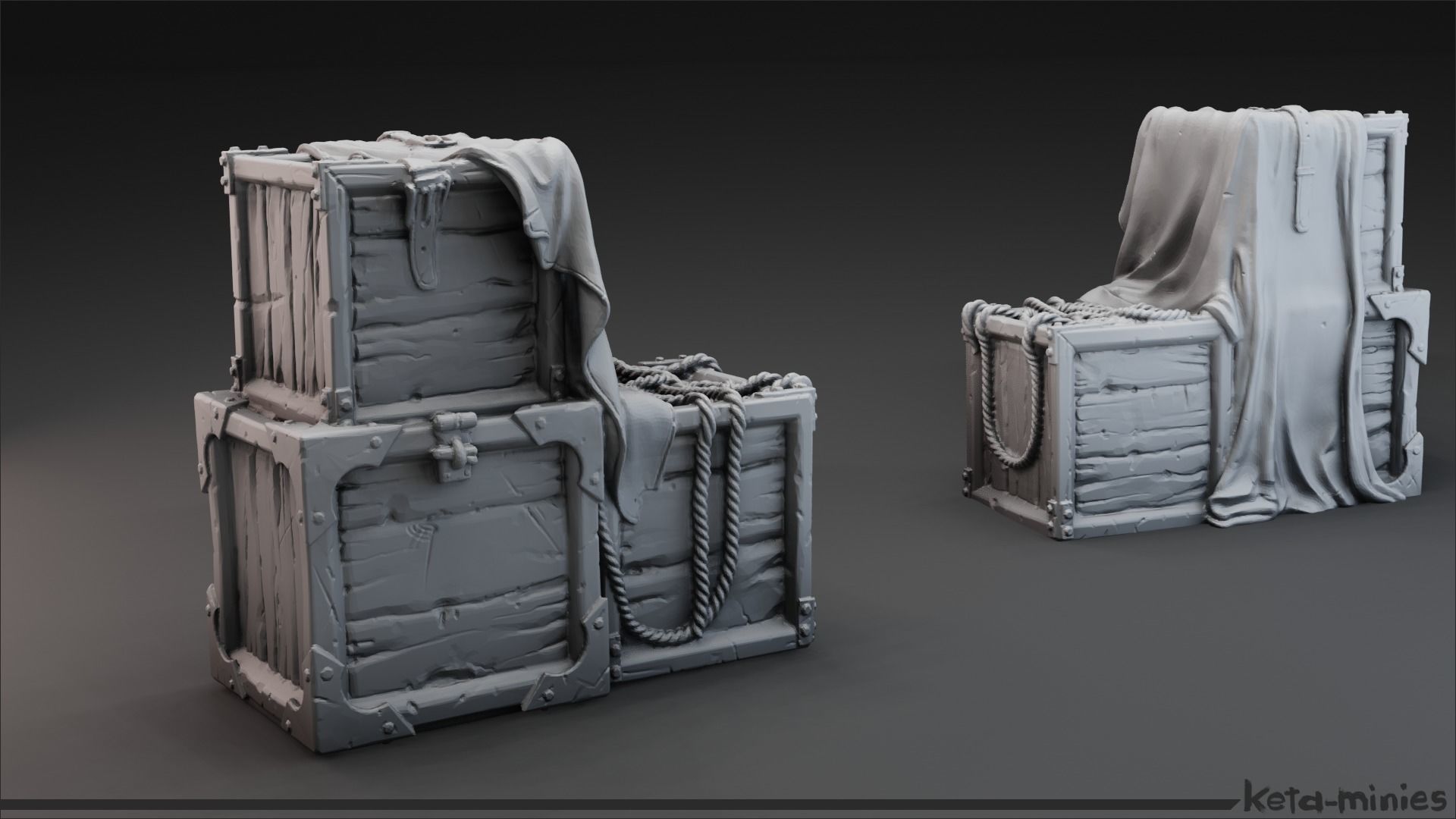 Medieval Tarped Crate A 3D print model_3