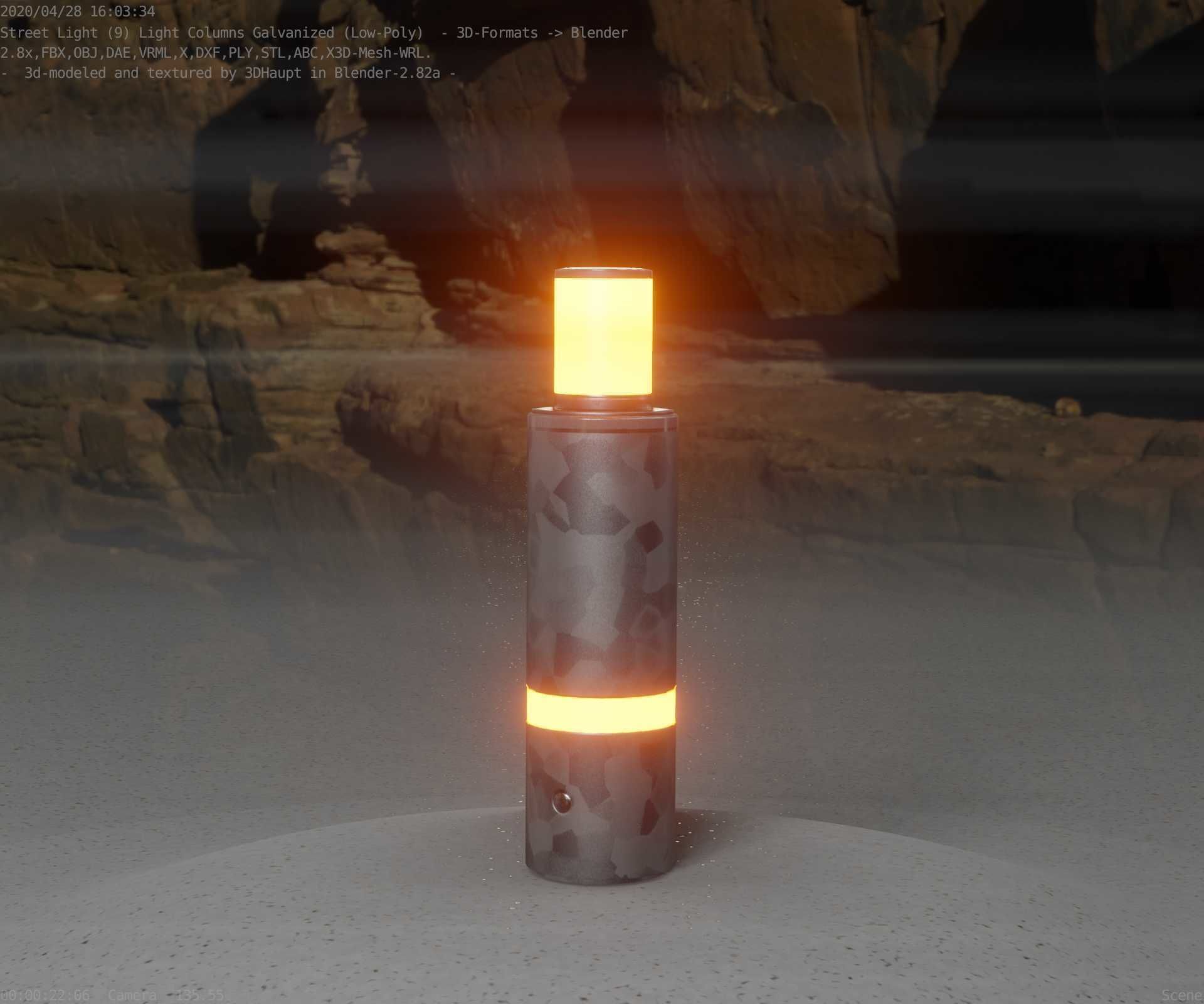 Galvanized Light-Column -6- Street-Light 9 Low-poly 3D model_4