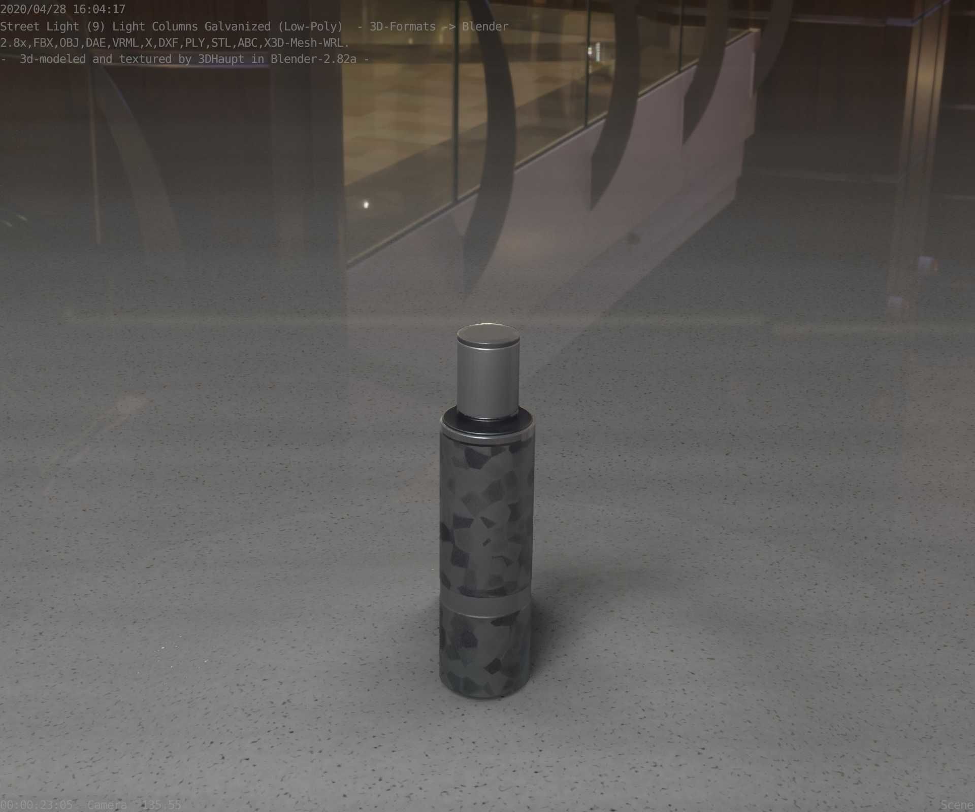 Galvanized Light-Column -6- Street-Light 9 Low-poly 3D model_10