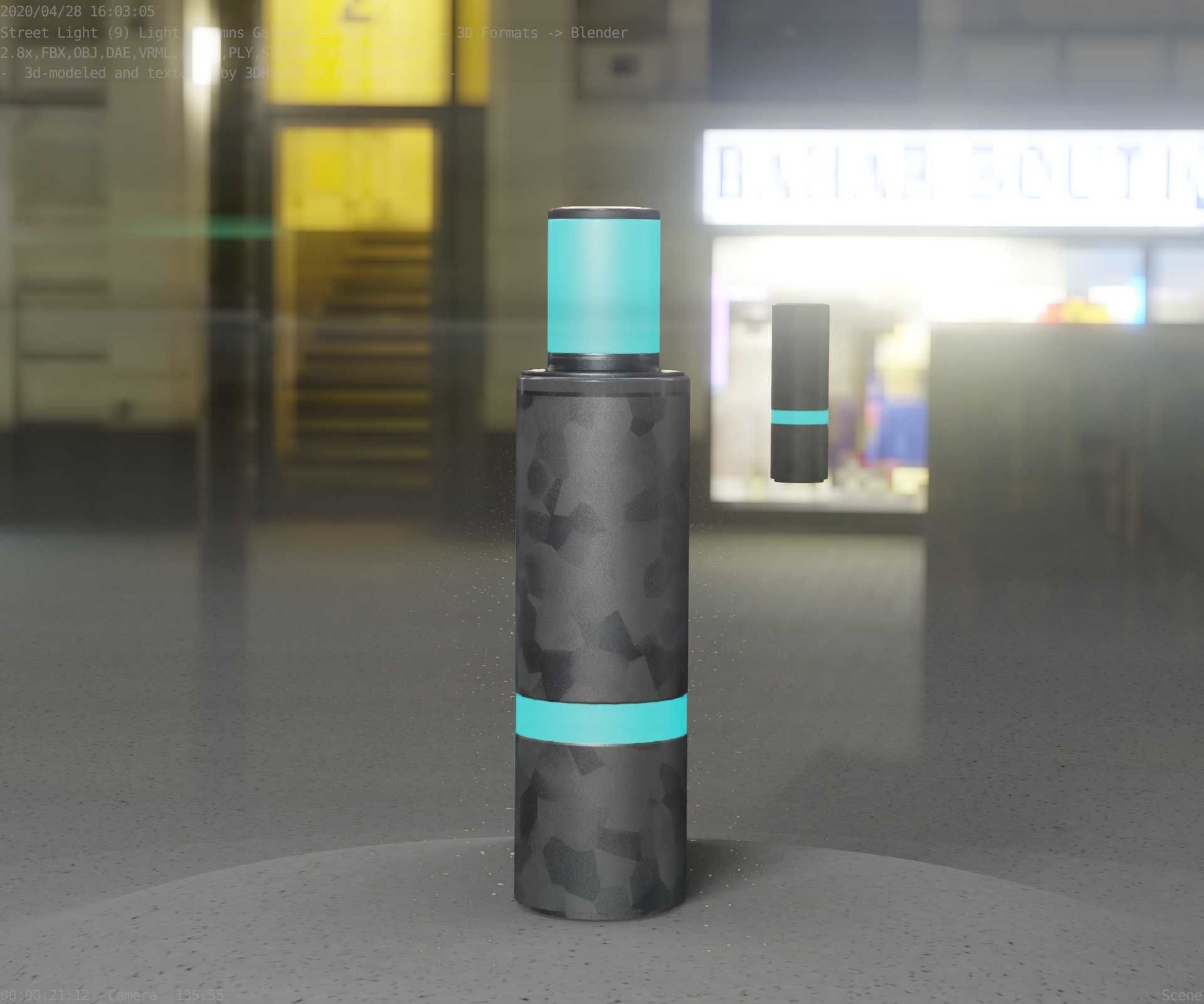 Galvanized Light-Column -6- Street-Light 9 Low-poly 3D model_36