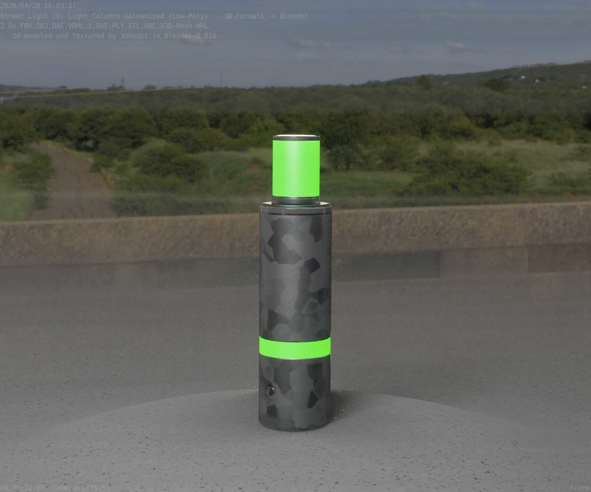 Galvanized Light-Column -6- Street-Light 9 Low-poly 3D model_11