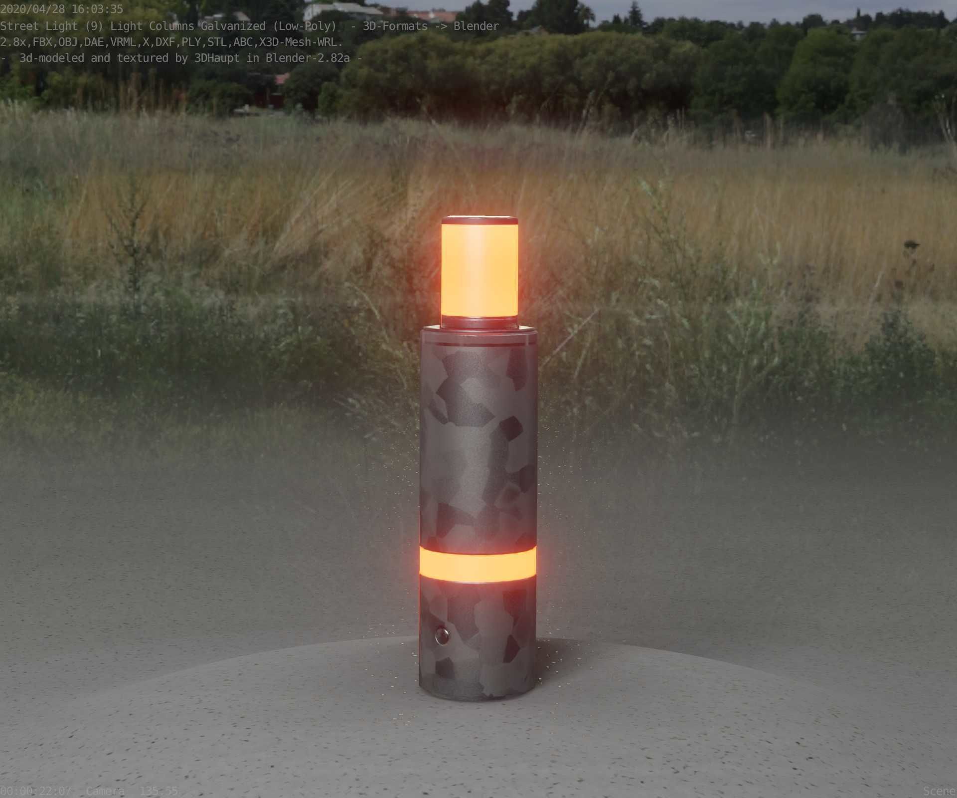 Galvanized Light-Column -6- Street-Light 9 Low-poly 3D model_7